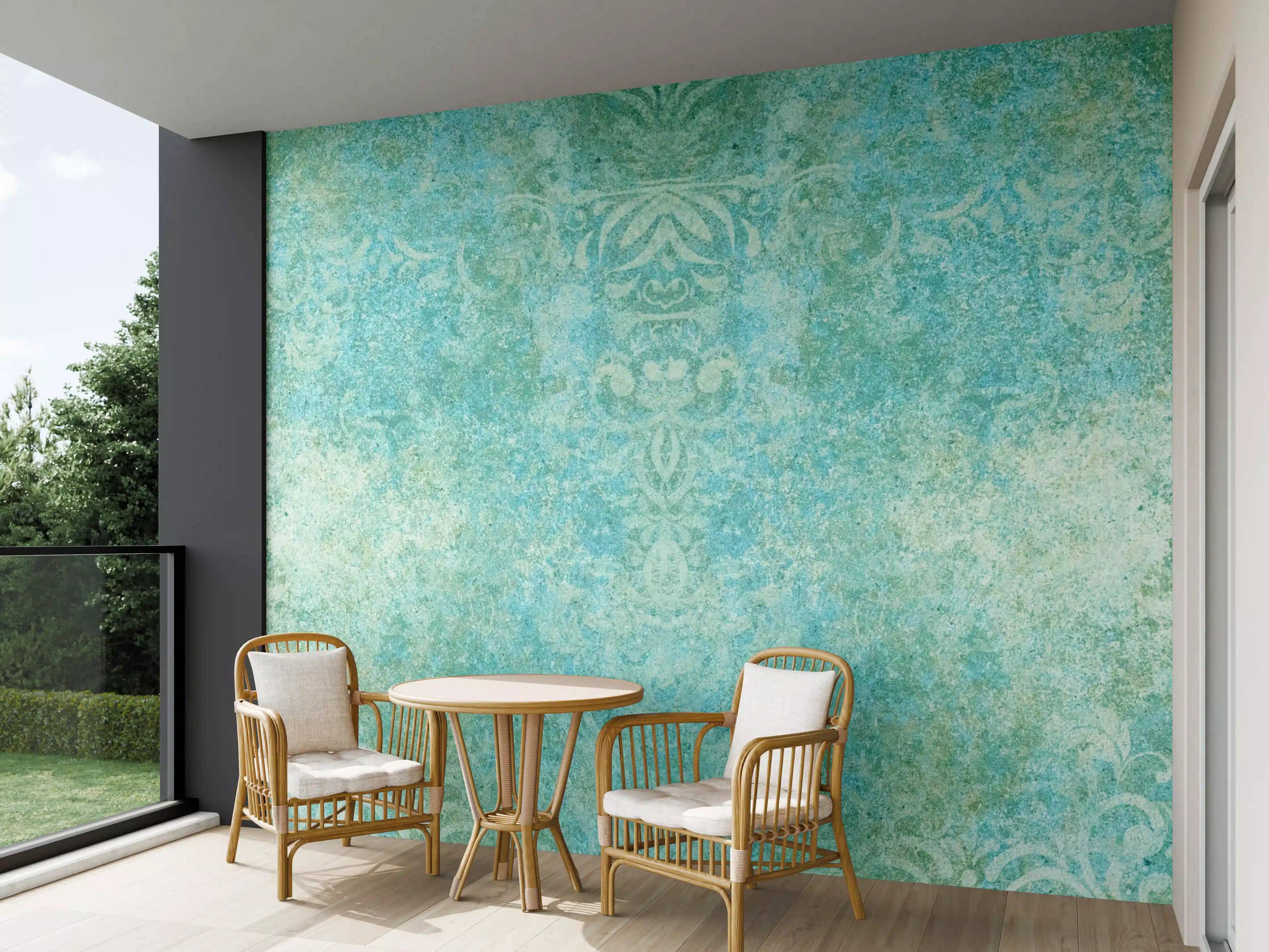 Wandverkleidung außen - Alte blaugrüne Vintage-Fliesen