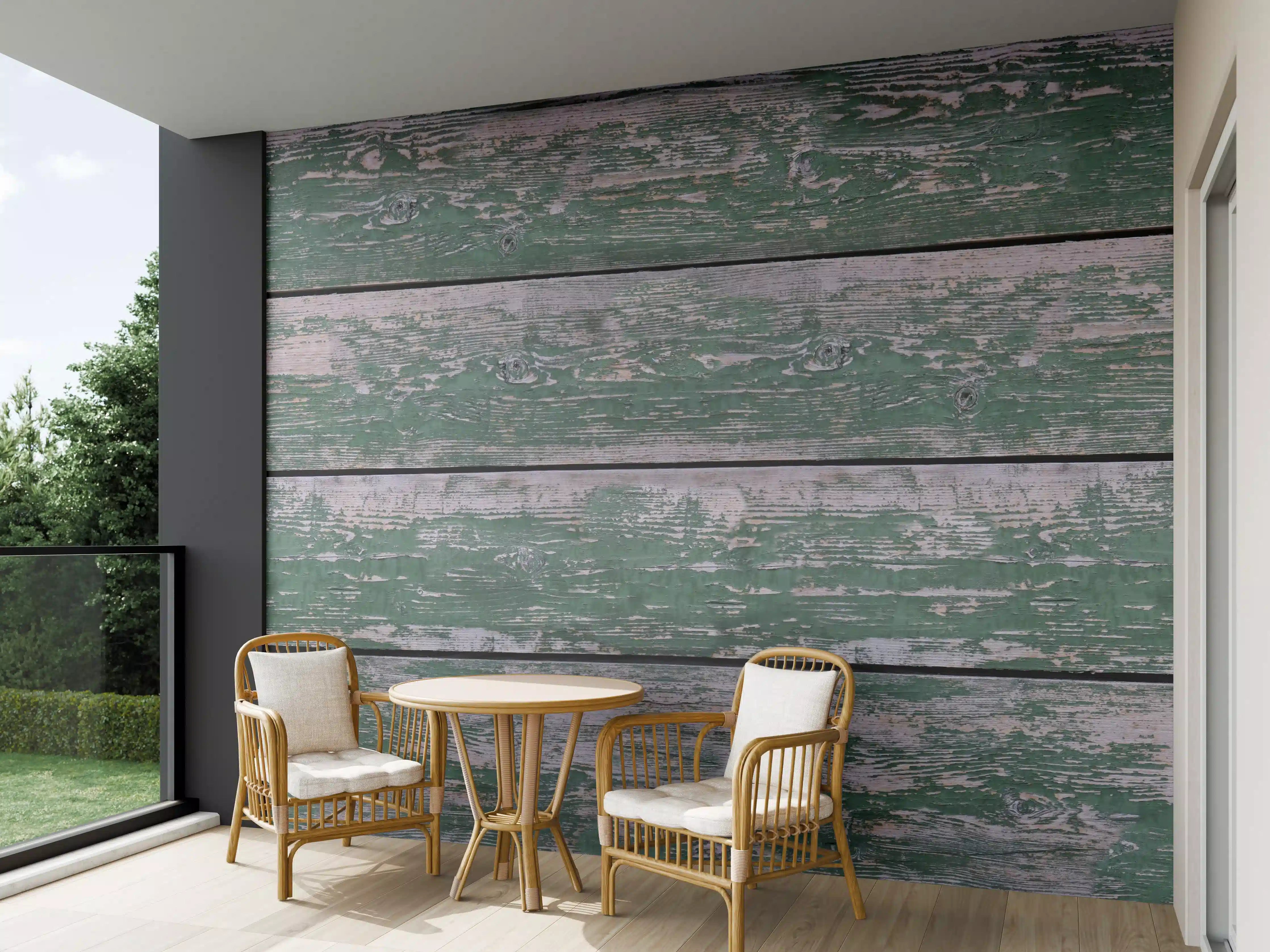 Wandverkleidung außen - Alte grünliche Holztextur