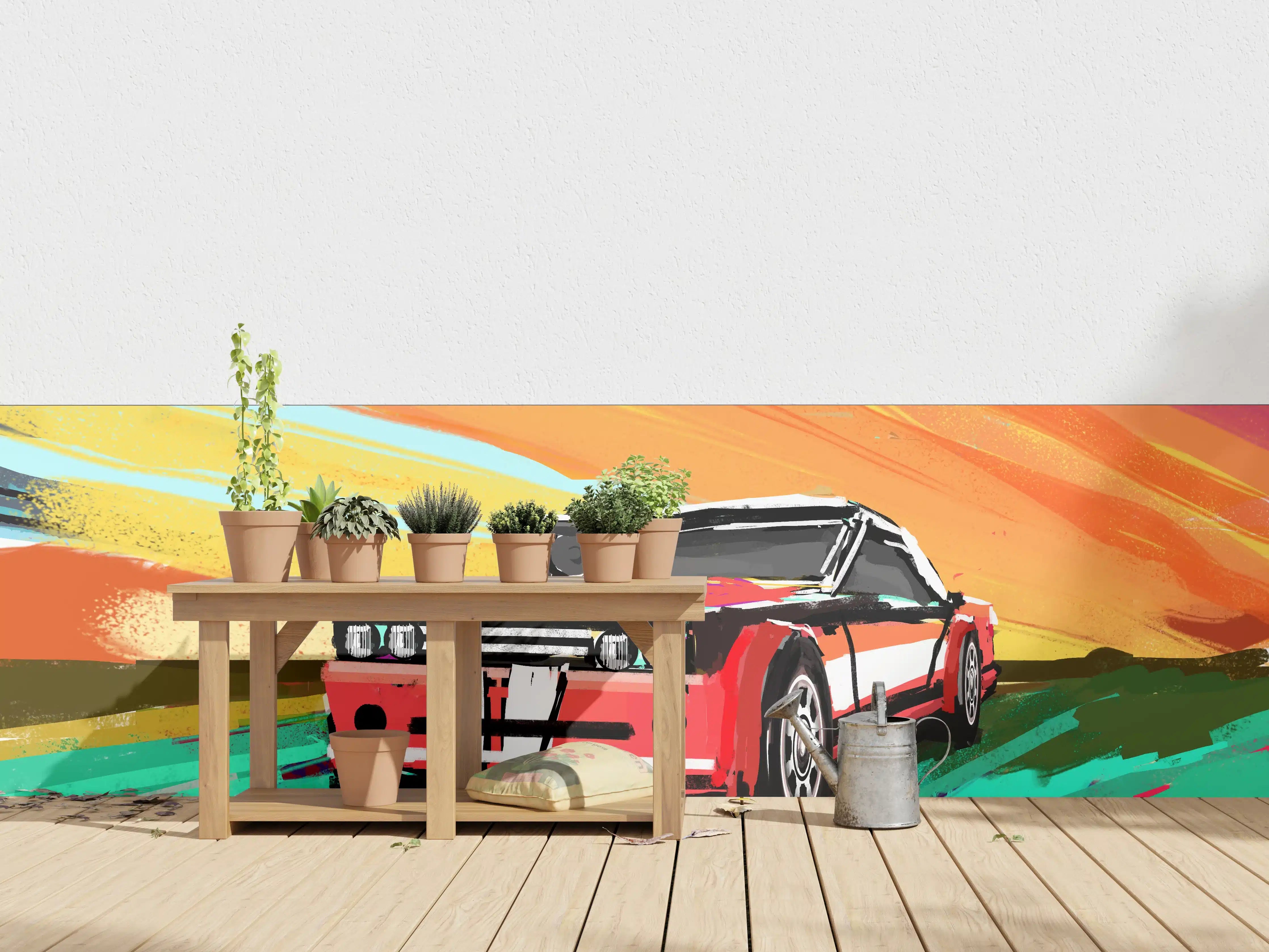 Wandverkleidung außen - Amerikanisches 70er-Jahre-Muscle-Car Gemälde