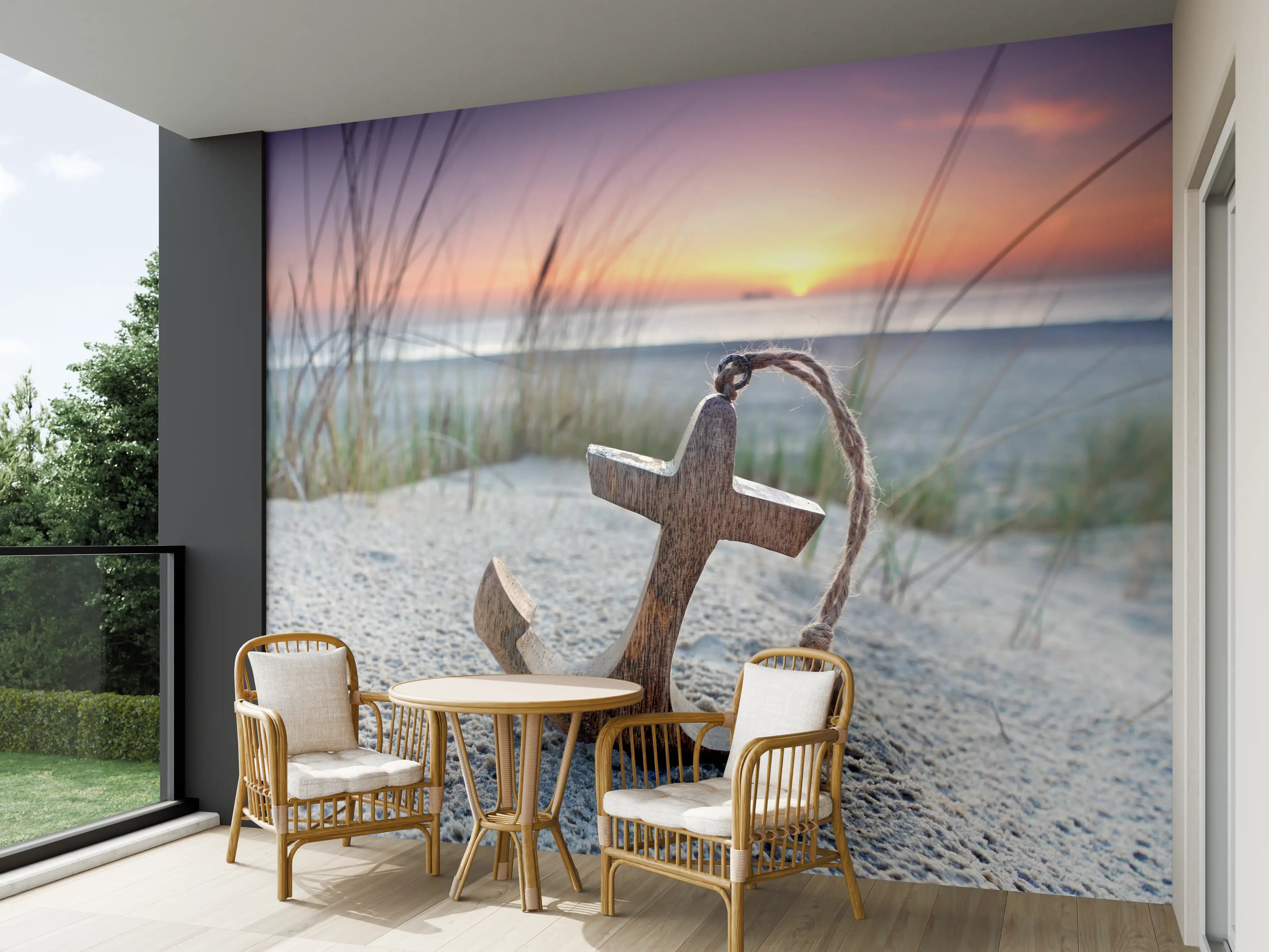Wandverkleidung außen - Anker am Strand