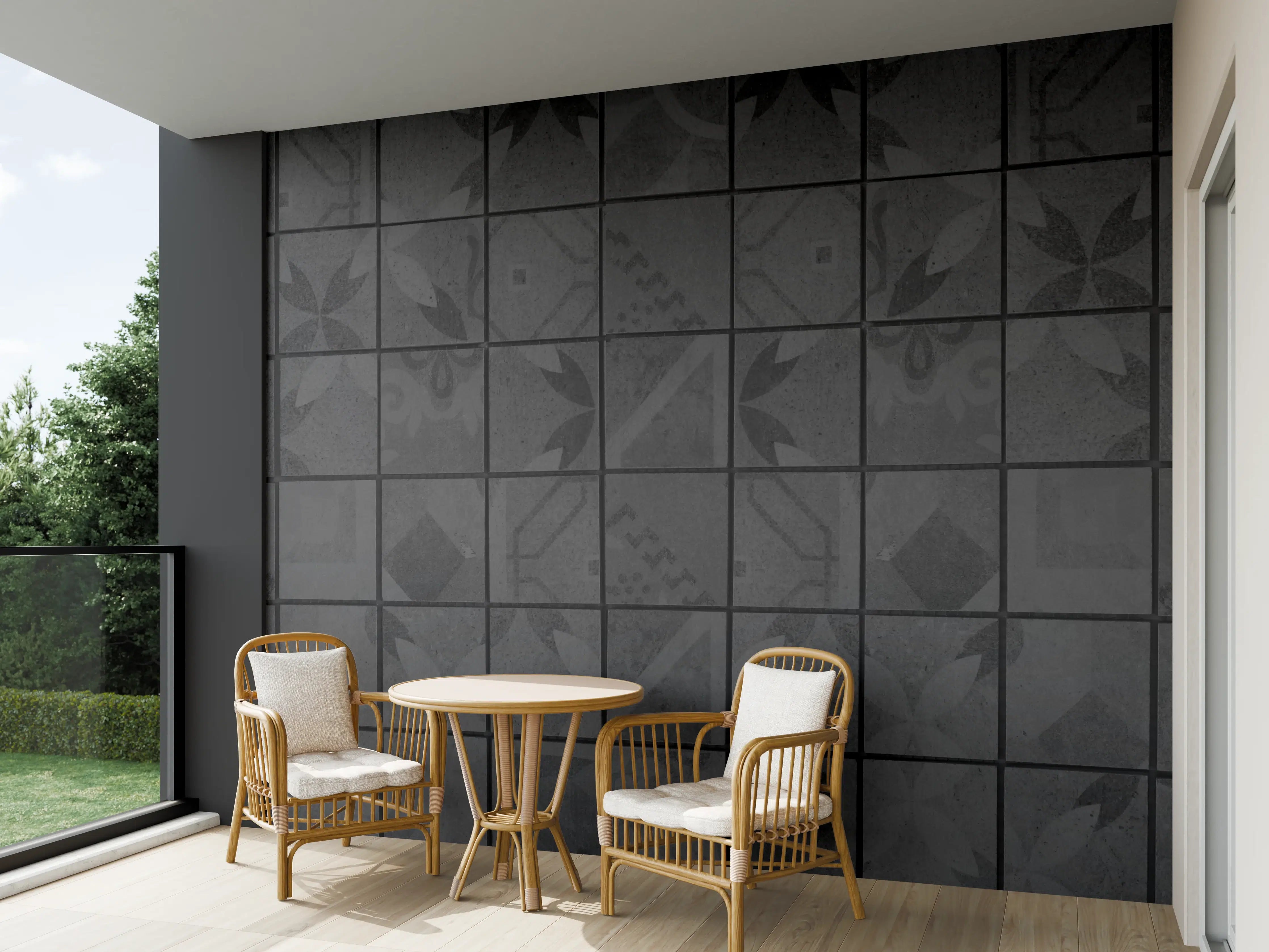 Wandverkleidung außen - Anthrazitfarbenes Quadratisches Mosaikmotiv