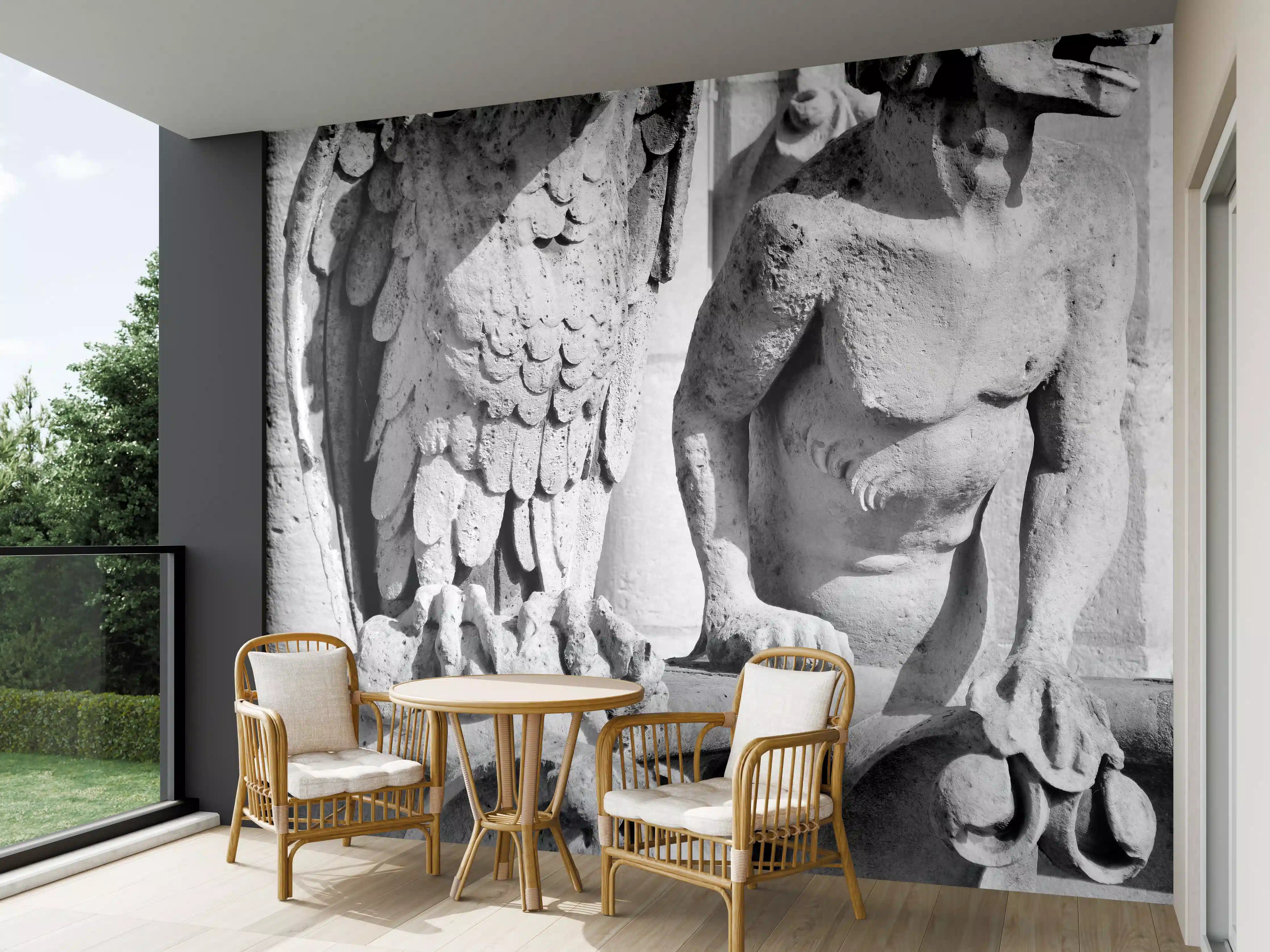 Wandverkleidung außen - Antike Stein-Skulpturen, detaillierte Darstellung