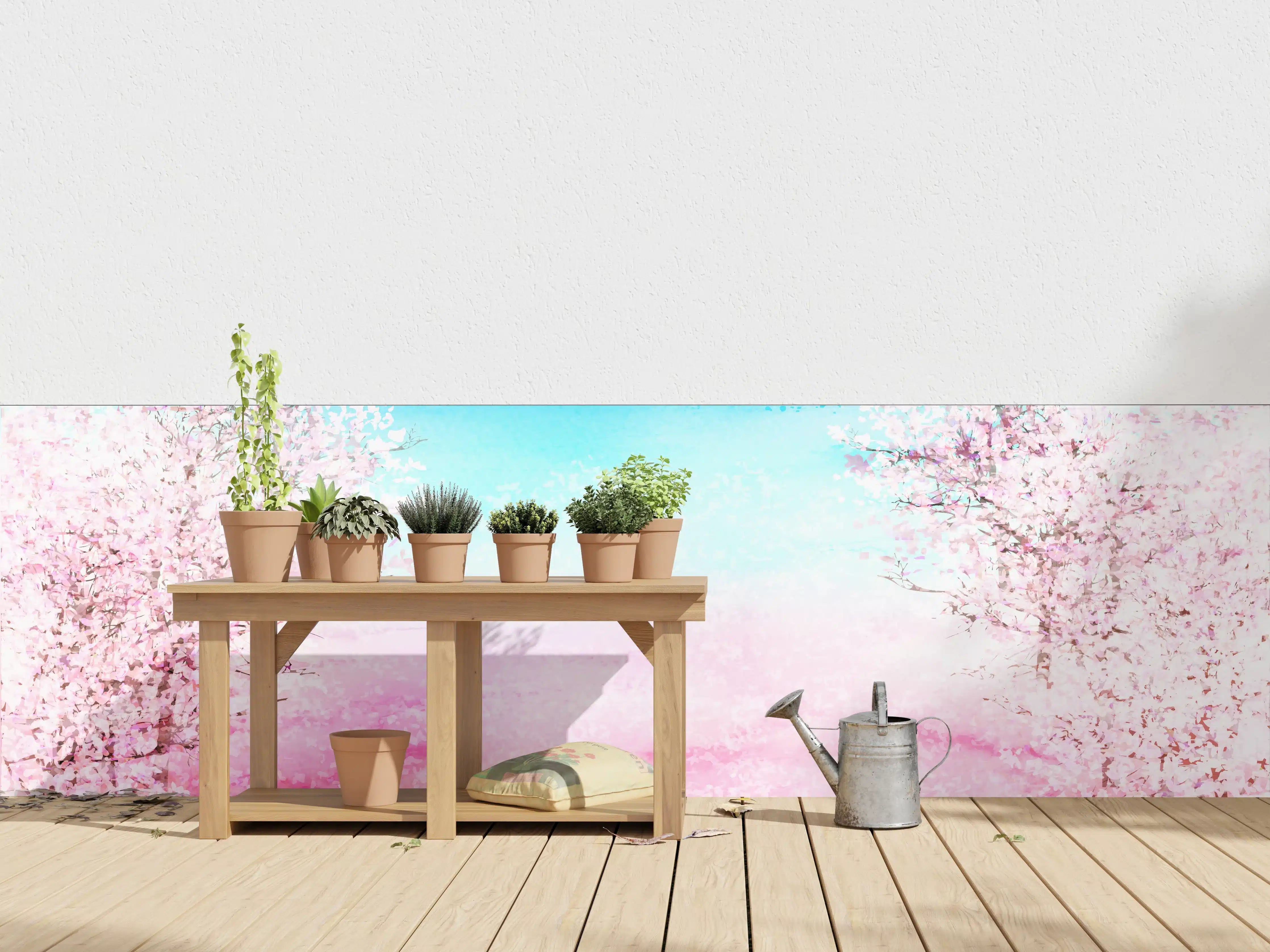 Wandverkleidung außen - Aquarell Frühlingsbaum Rosa