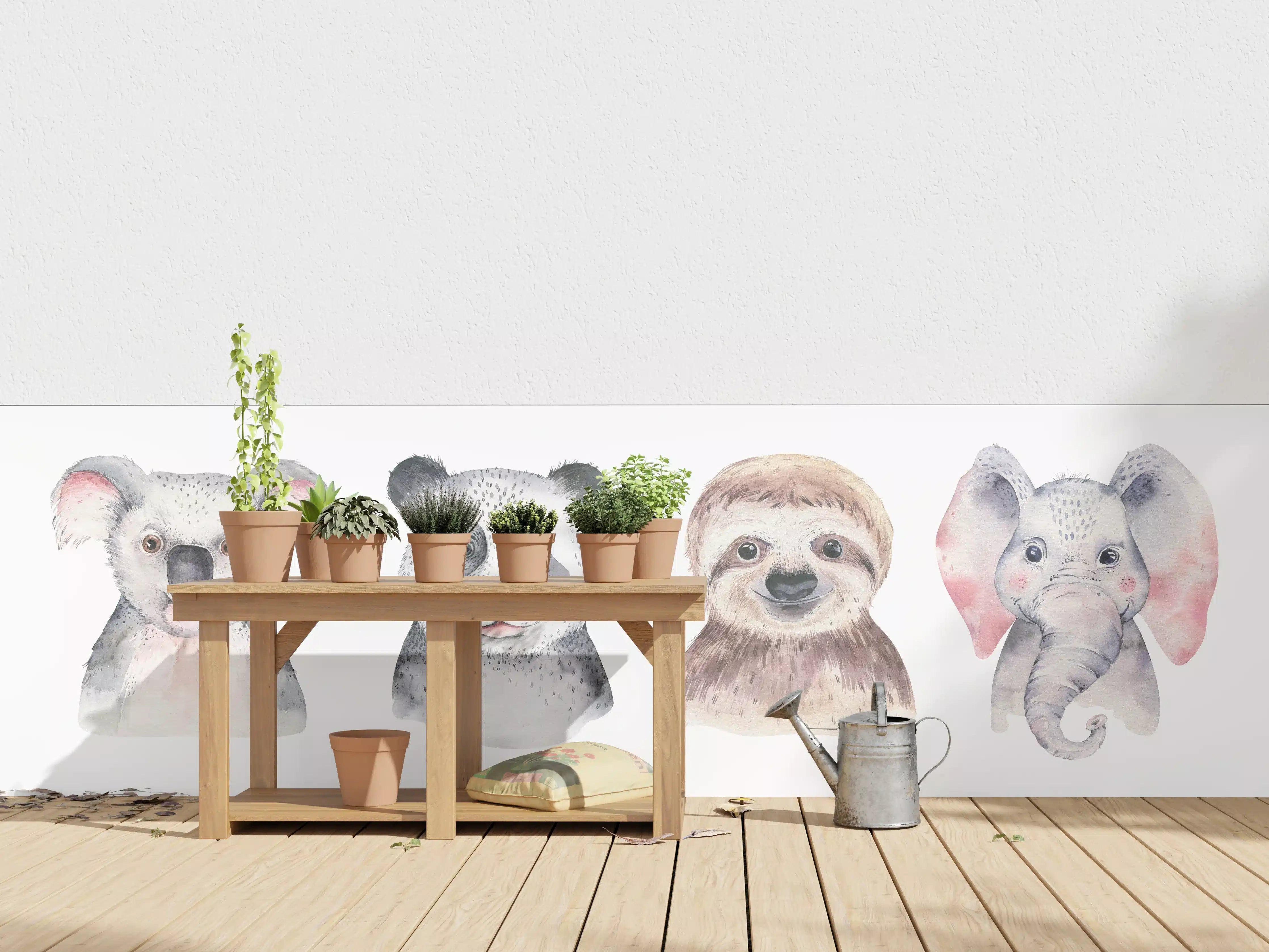 Wandverkleidung außen - Aquarell Tierbabys Illustration