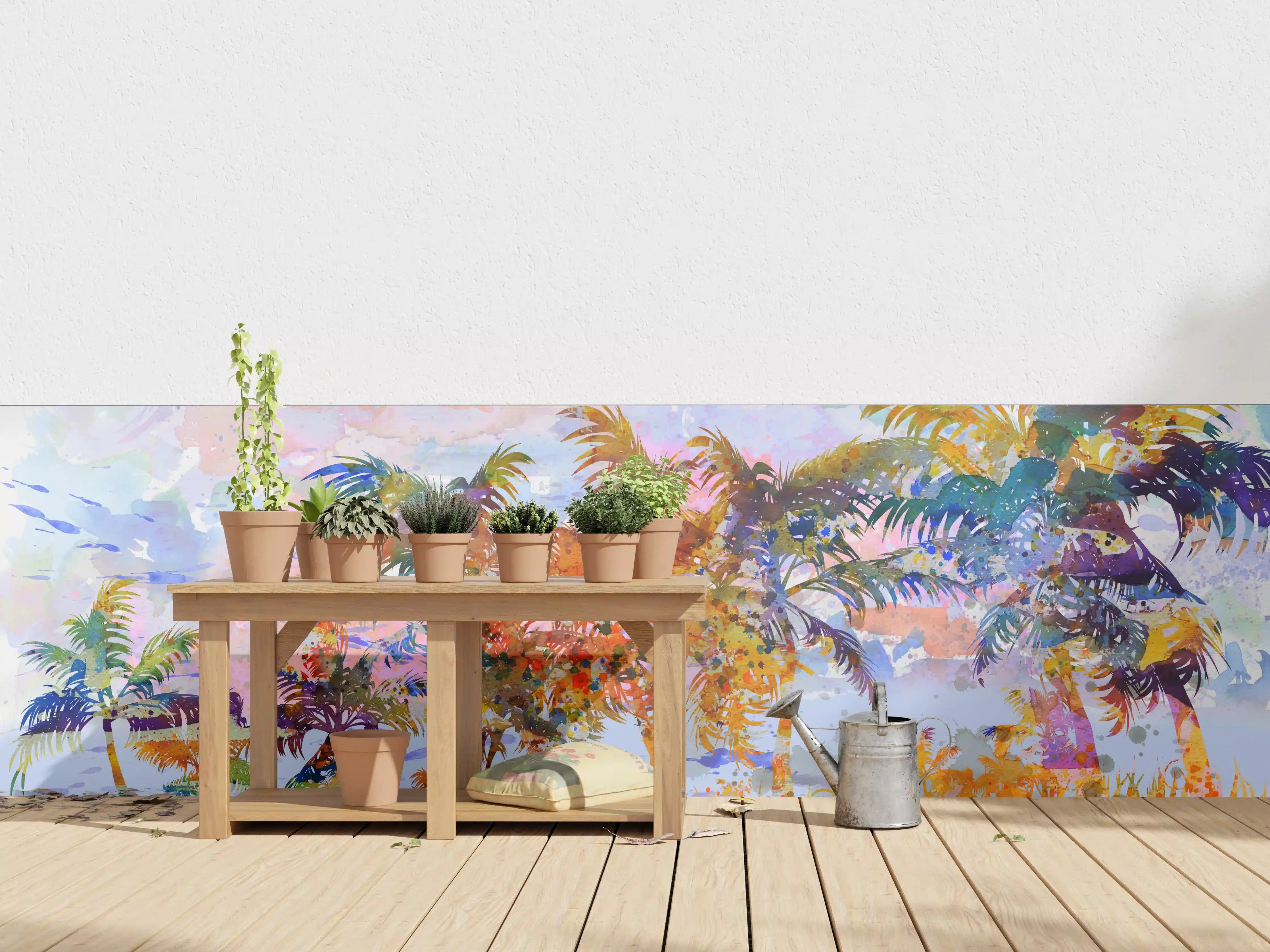 Wandverkleidung außen - Aquarell von tropischem Strand