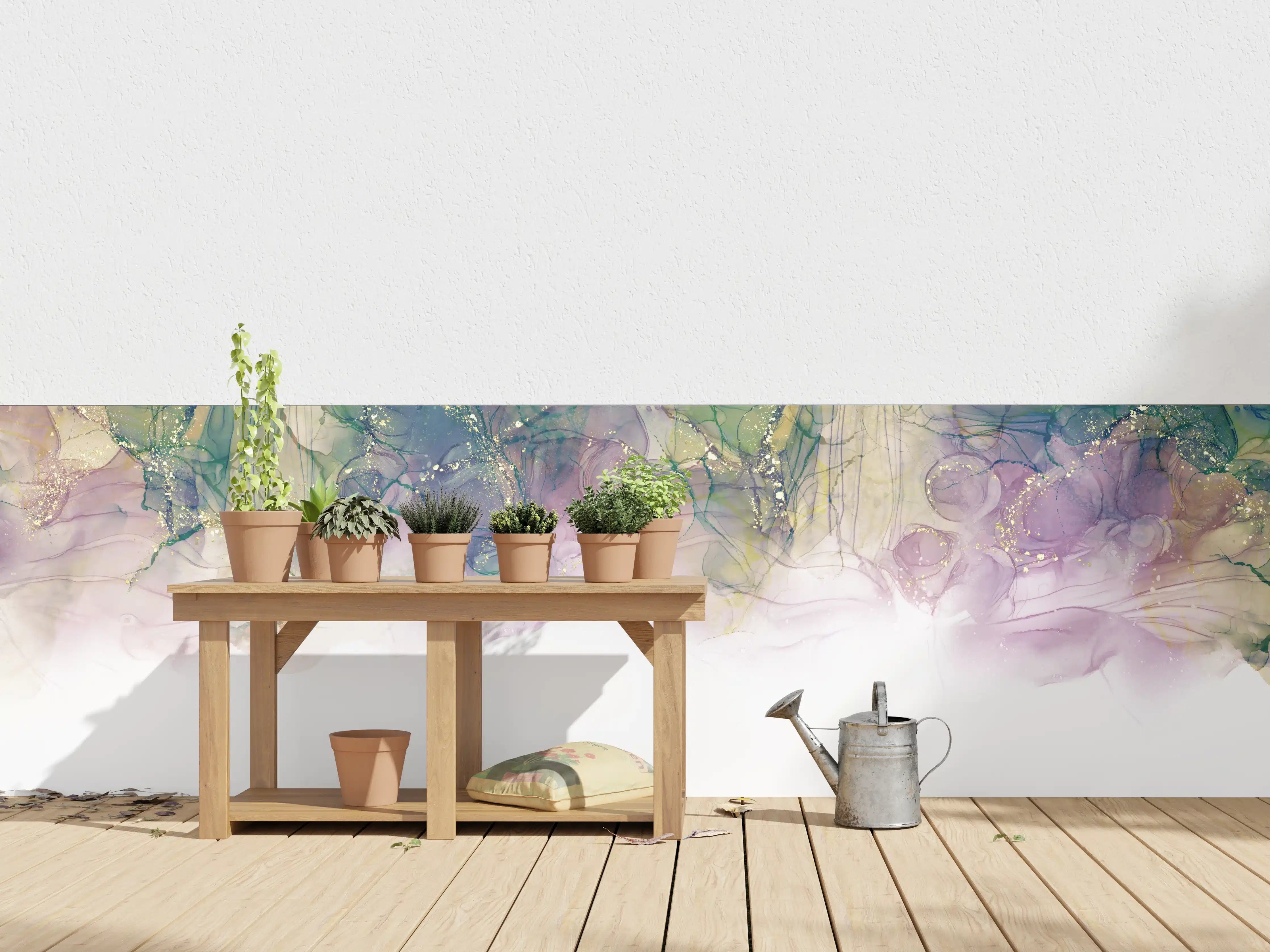 Wandverkleidung außen - Aquarellartige farbenfrohe Blumenmuster