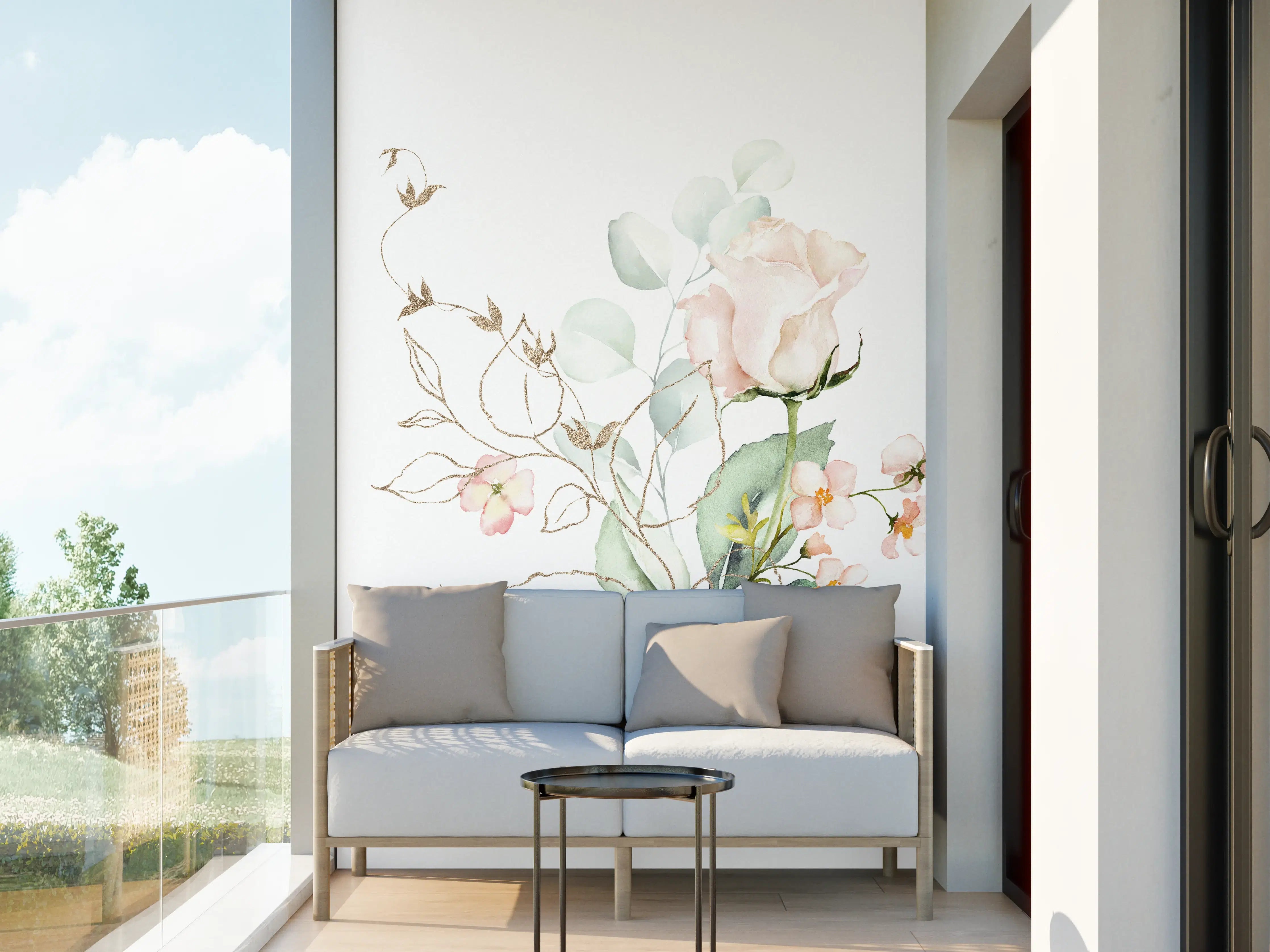 Wandverkleidung außen - Aquarellblumen