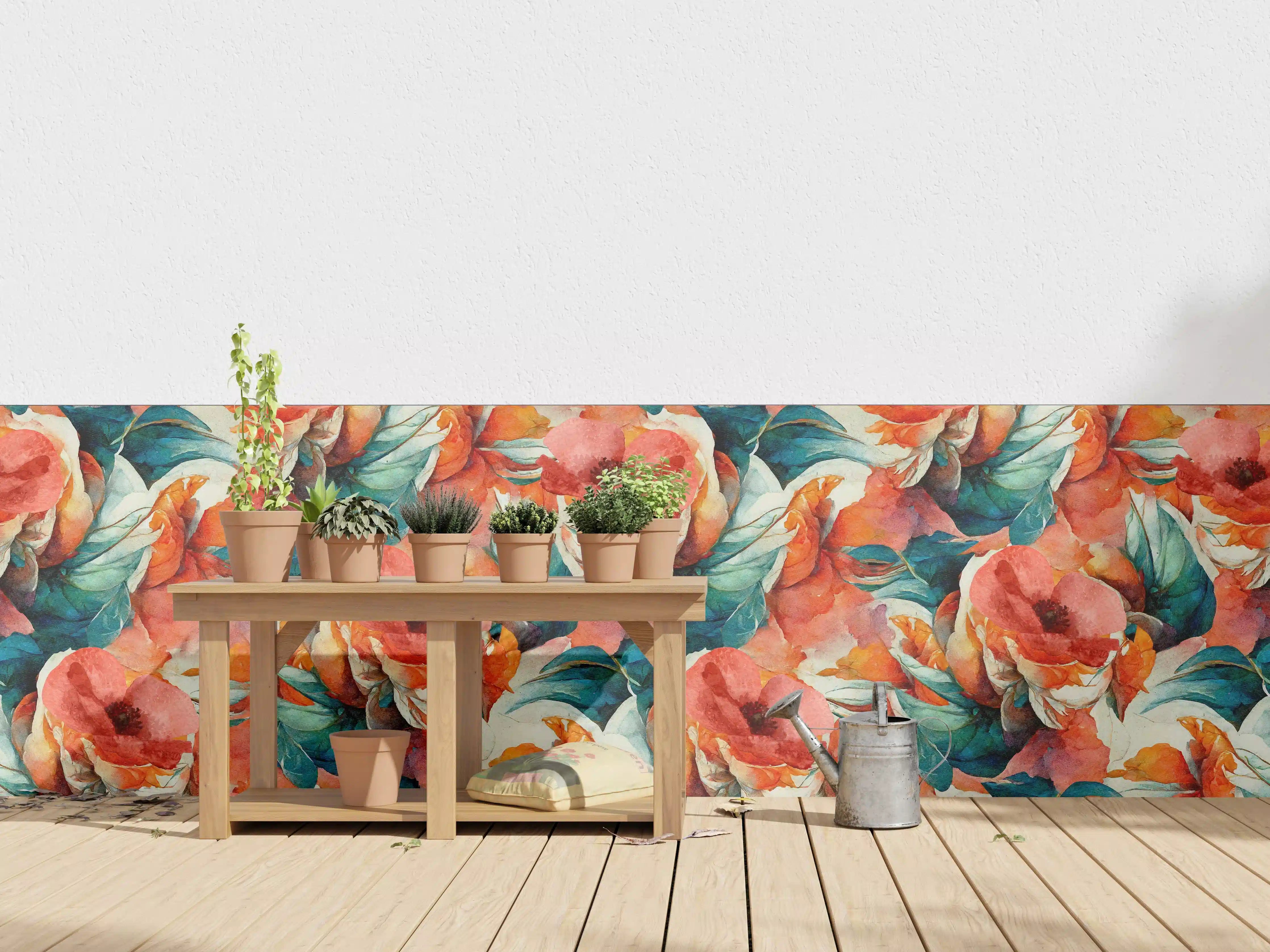 Wandverkleidung außen - Aquarellpapier - Florales Muster