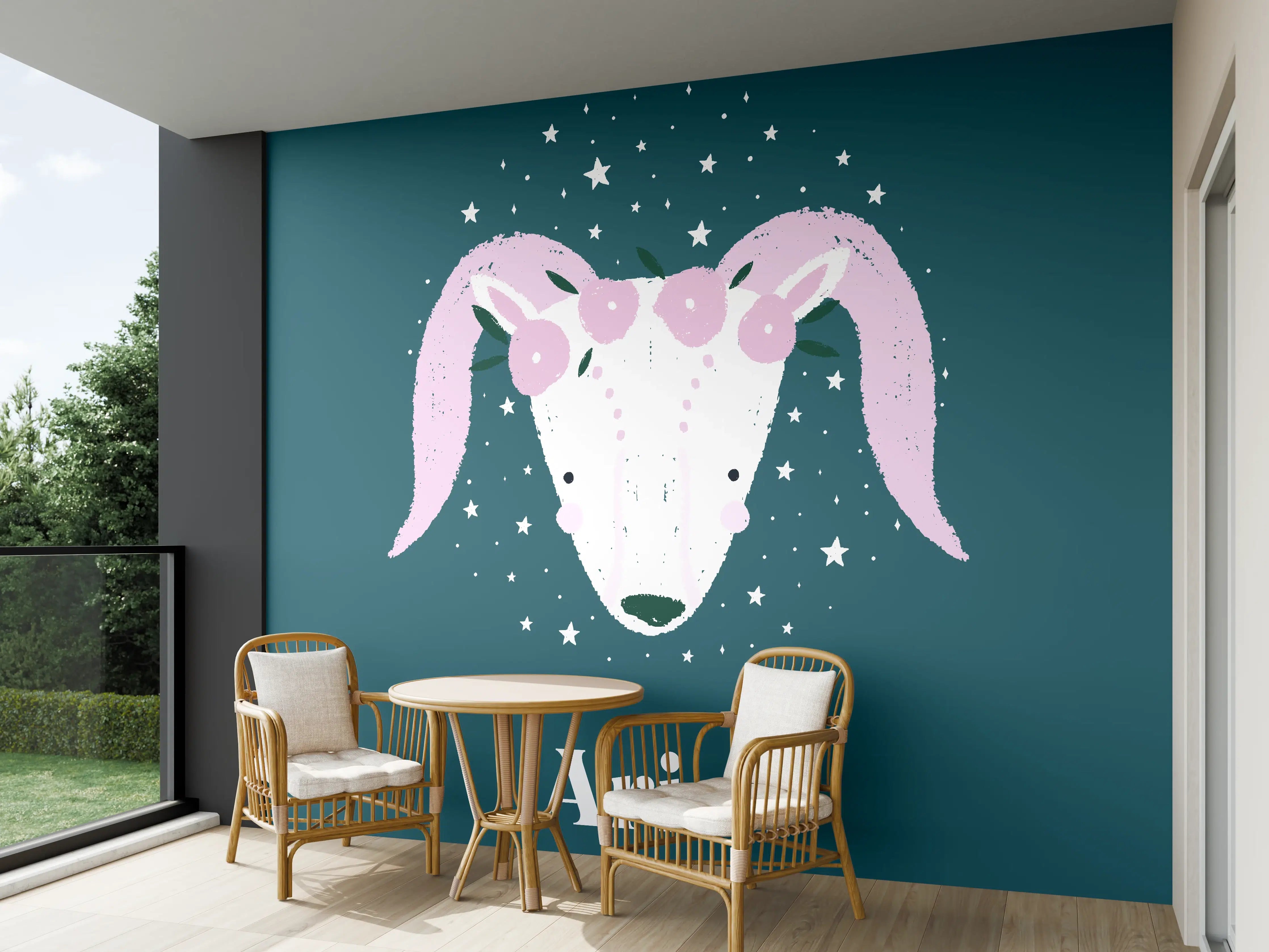 Wandverkleidung außen - Aries Sternbild Teal Poster