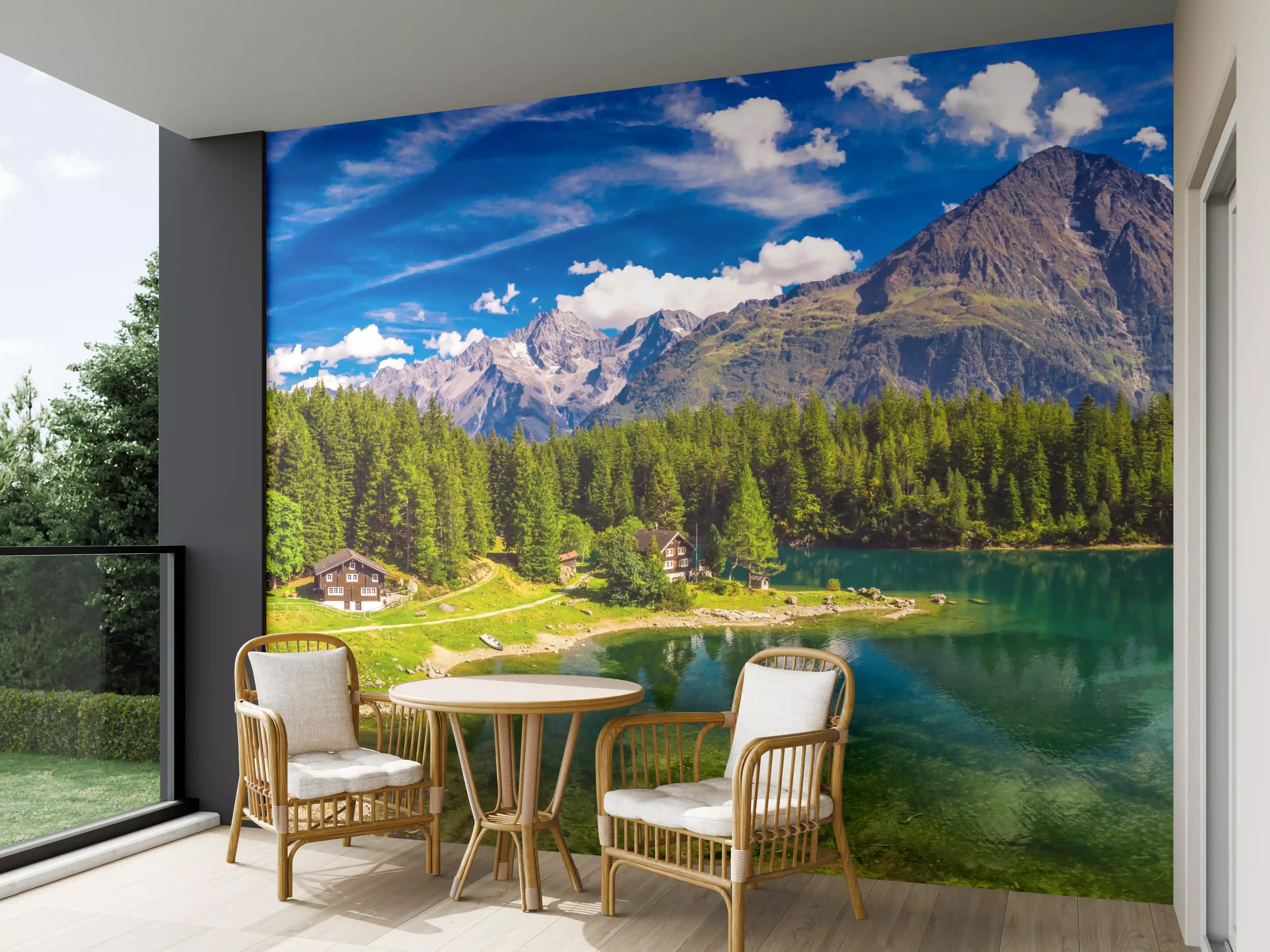 Wandverkleidung außen - Arnisee mit Schweizer Alpen