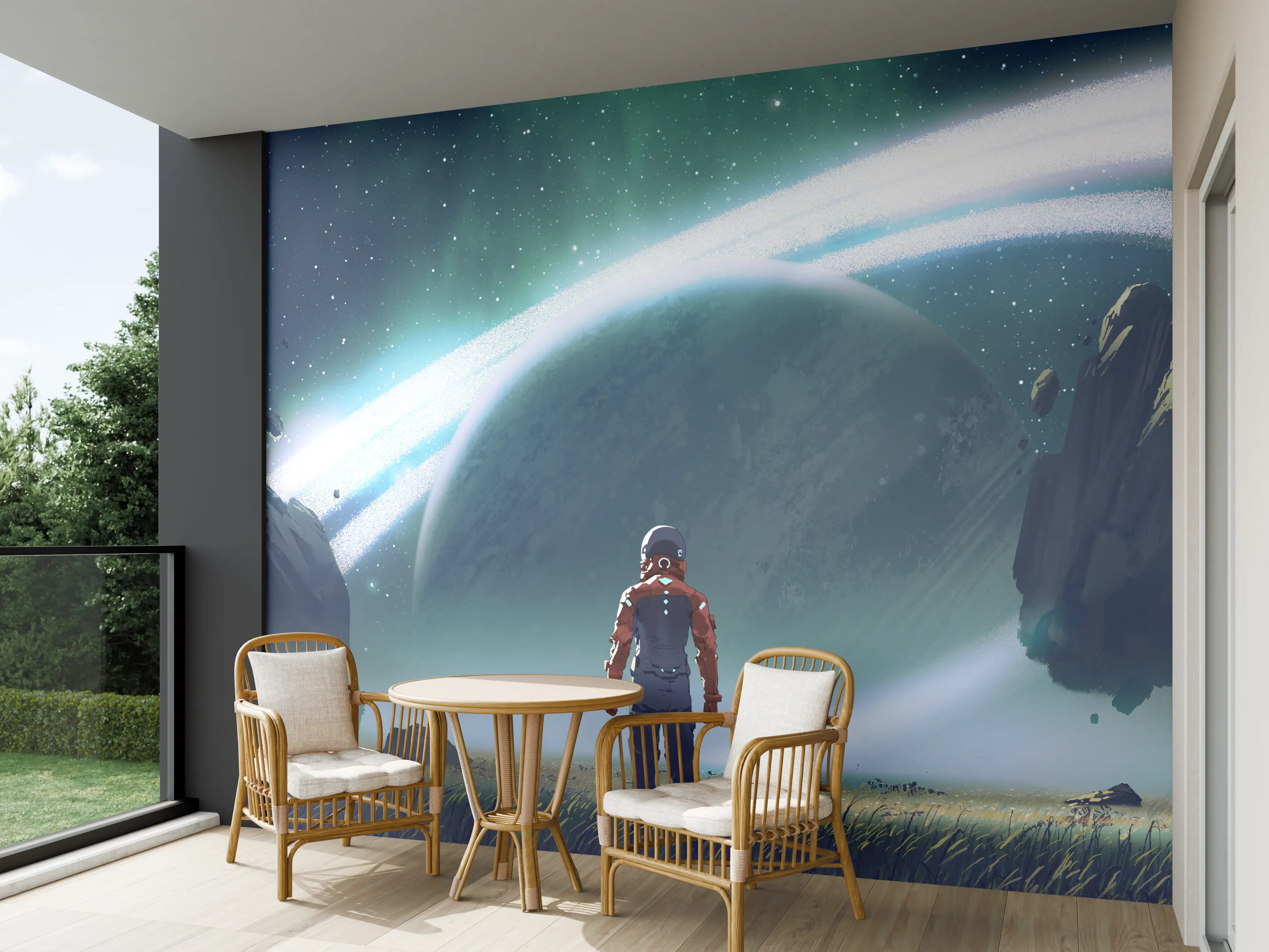 Wandverkleidung außen - Astronaut Planeten-Erkundung