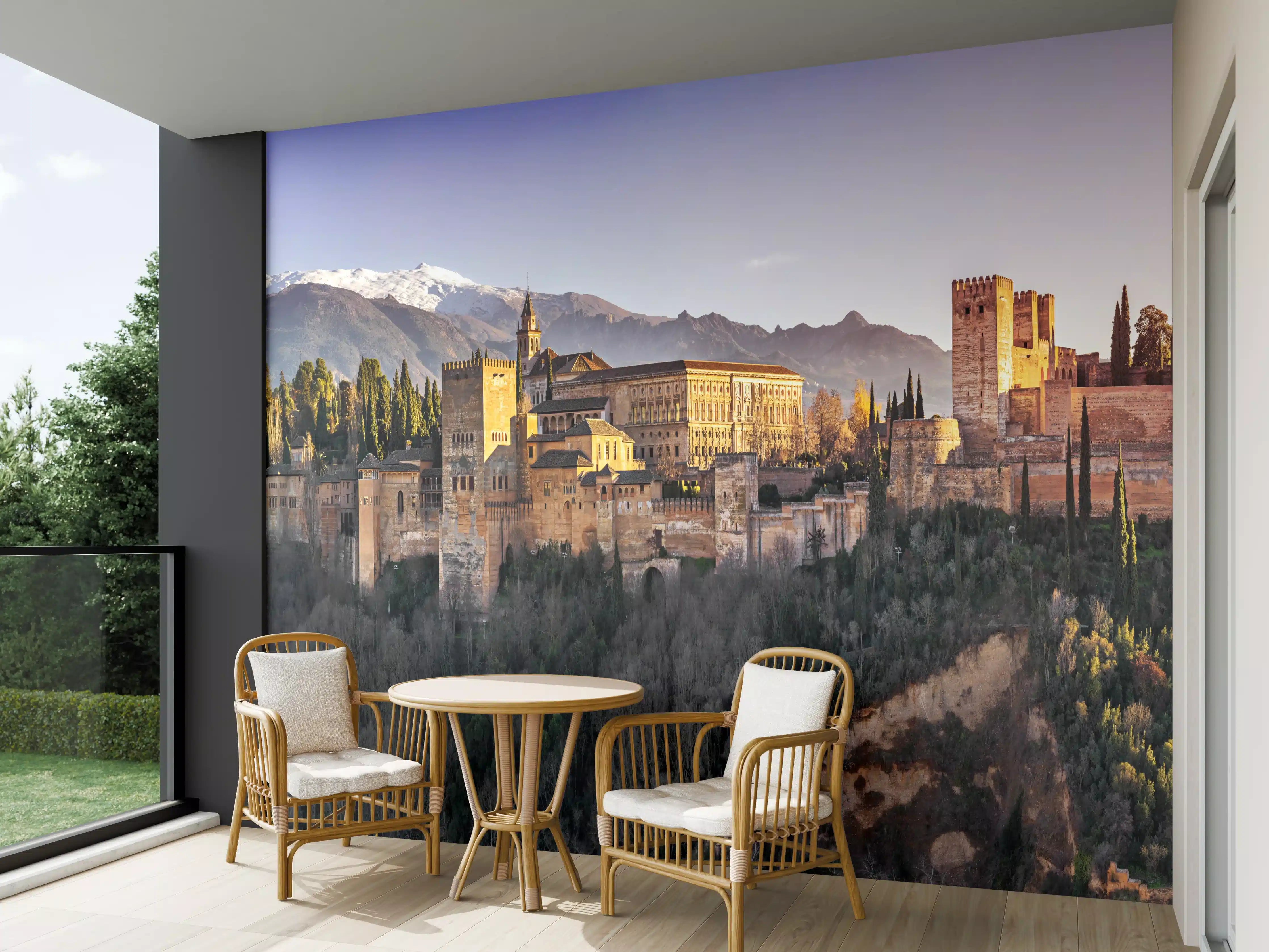 Wandverkleidung außen - Aussicht auf Alhambra mit Comares-Turm