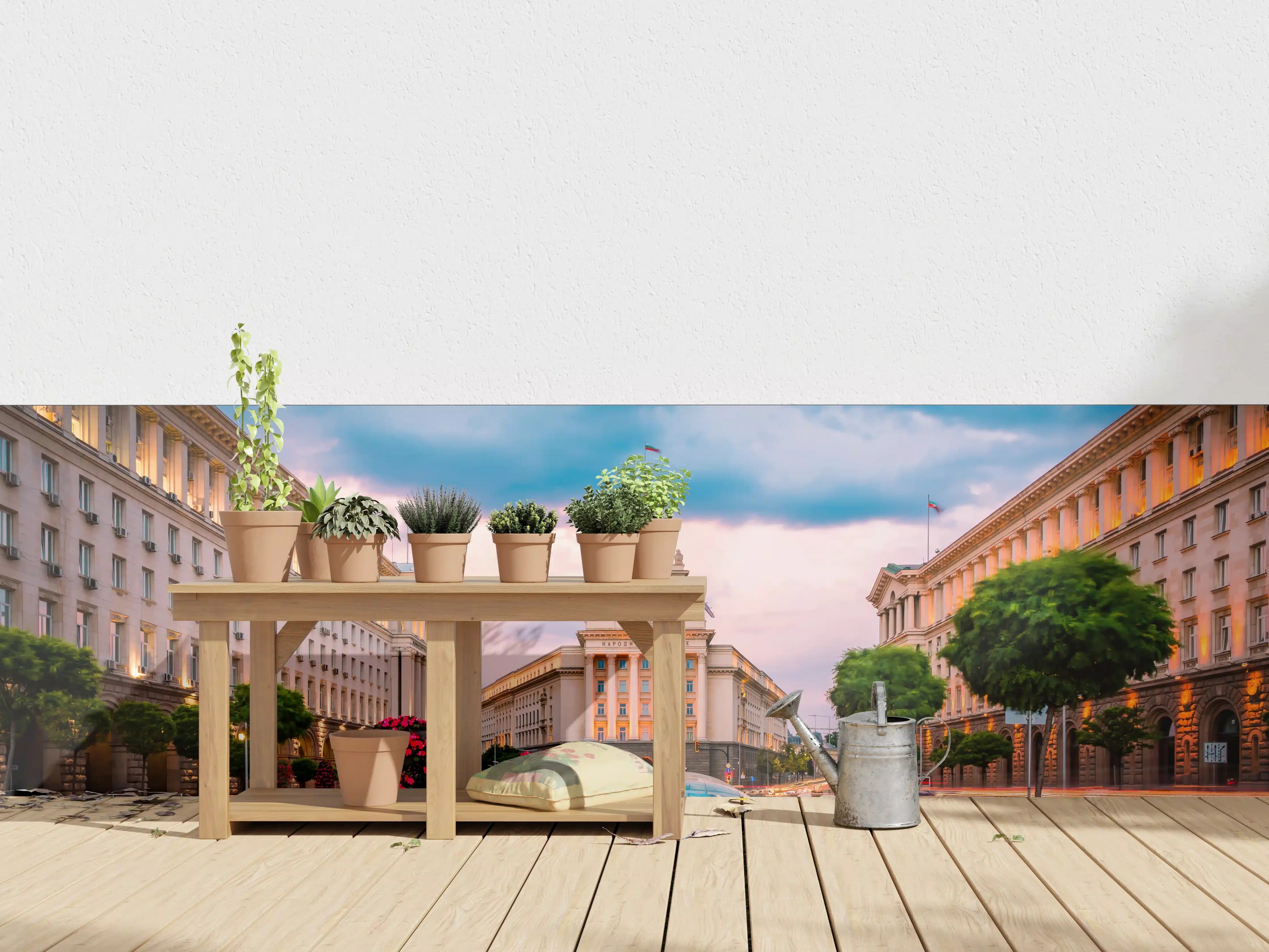 Wandverkleidung außen - Aussicht auf das Stadtzentrum von Sofia