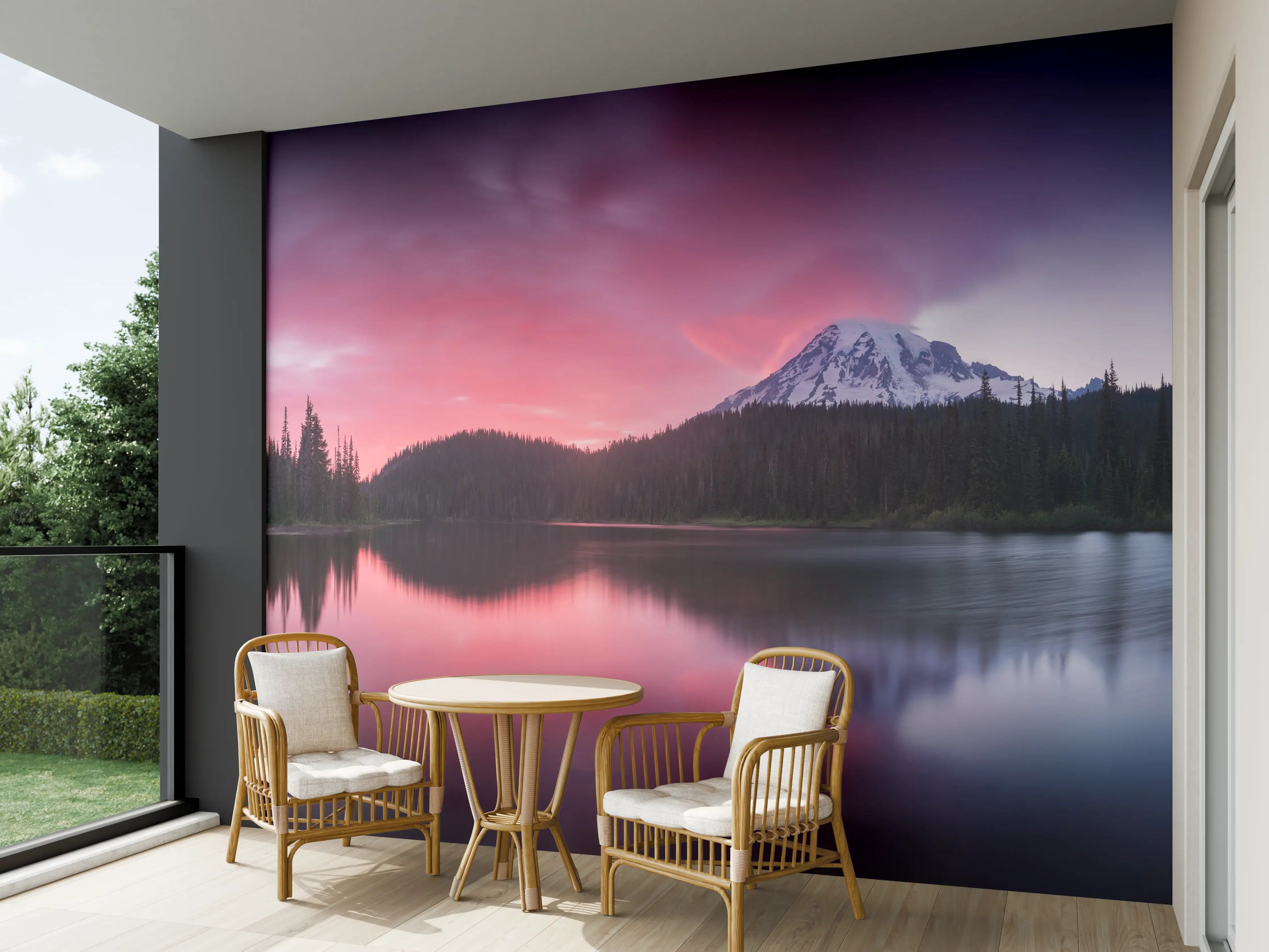 Wandverkleidung außen - Aussicht auf den Mount Rainier