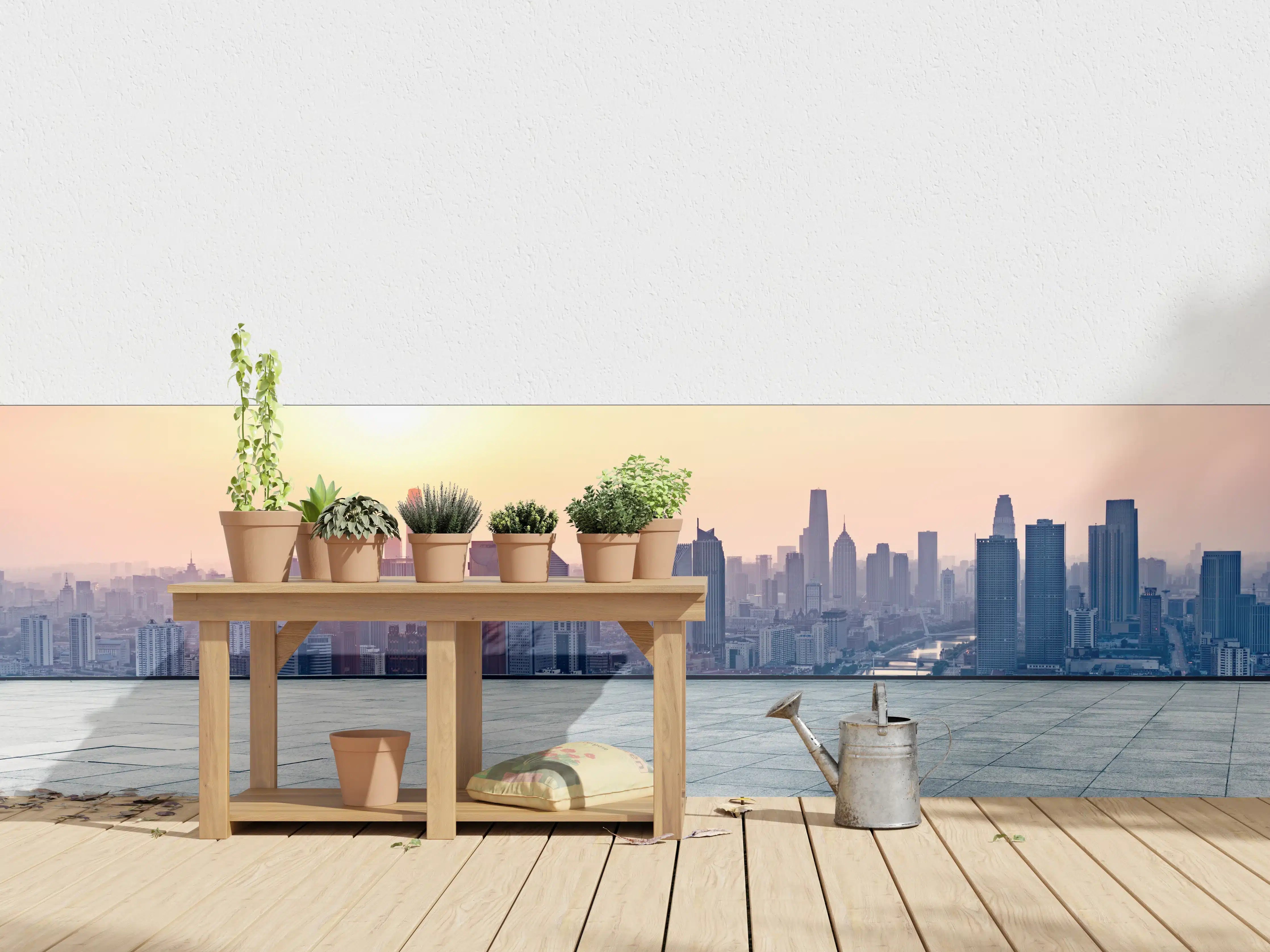 Wandverkleidung außen - Aussicht auf die Skyline von Tianjin