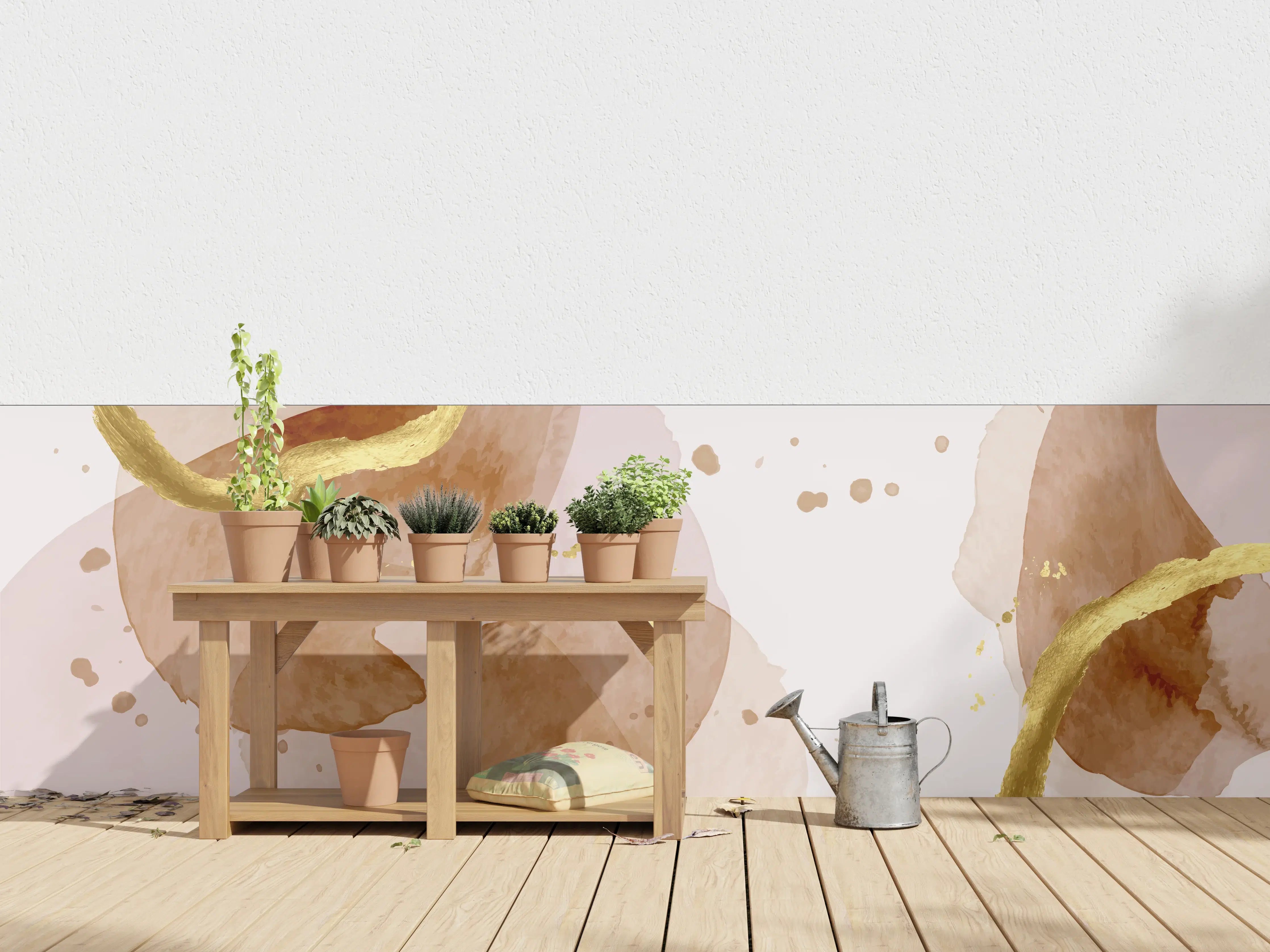 Wandverkleidung außen - Beige Aquarell Kunst