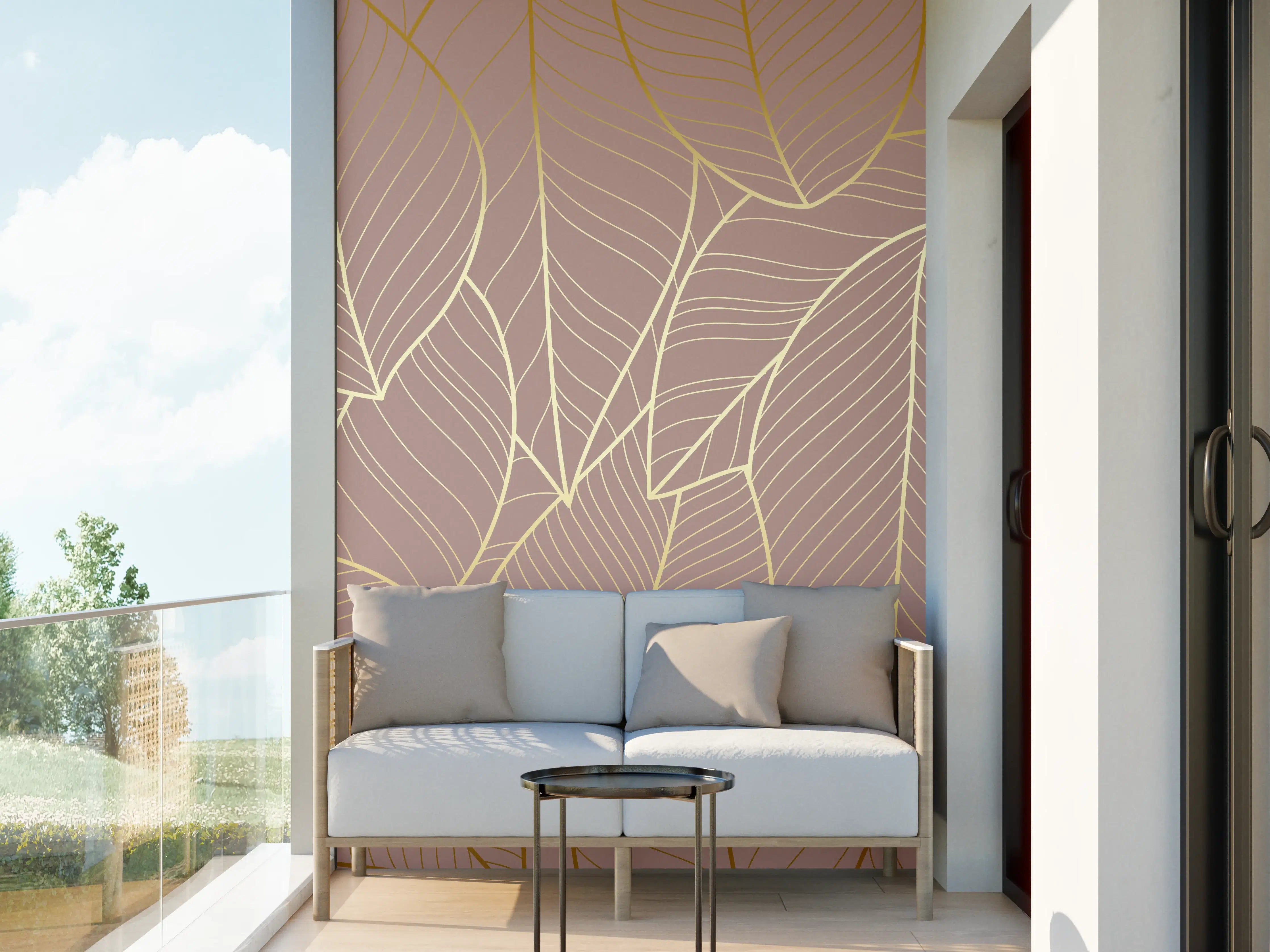 Wandverkleidung außen - Beige Blattgold Struktur