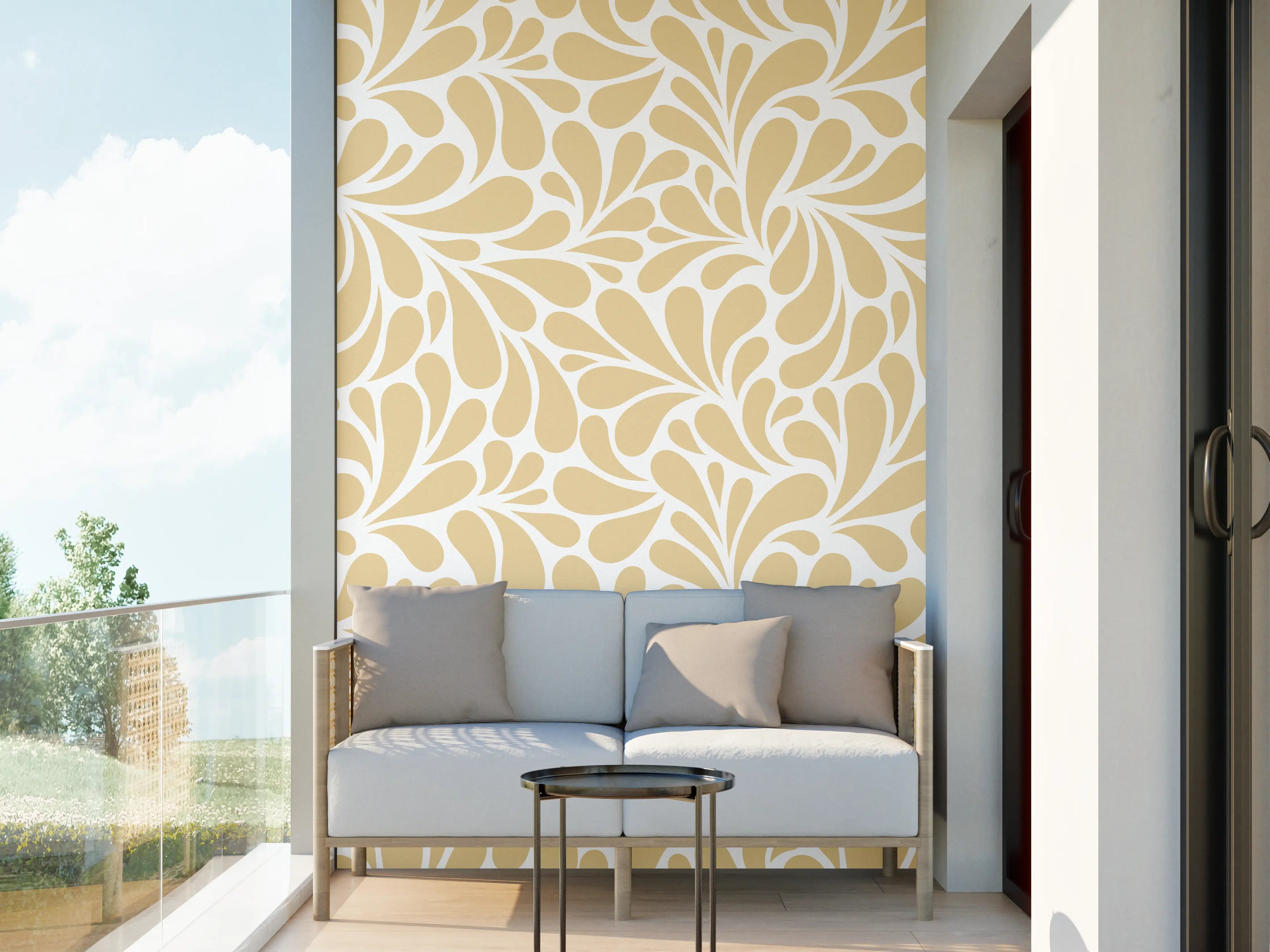 Wandverkleidung außen - Beige-Blumenmuster-Design