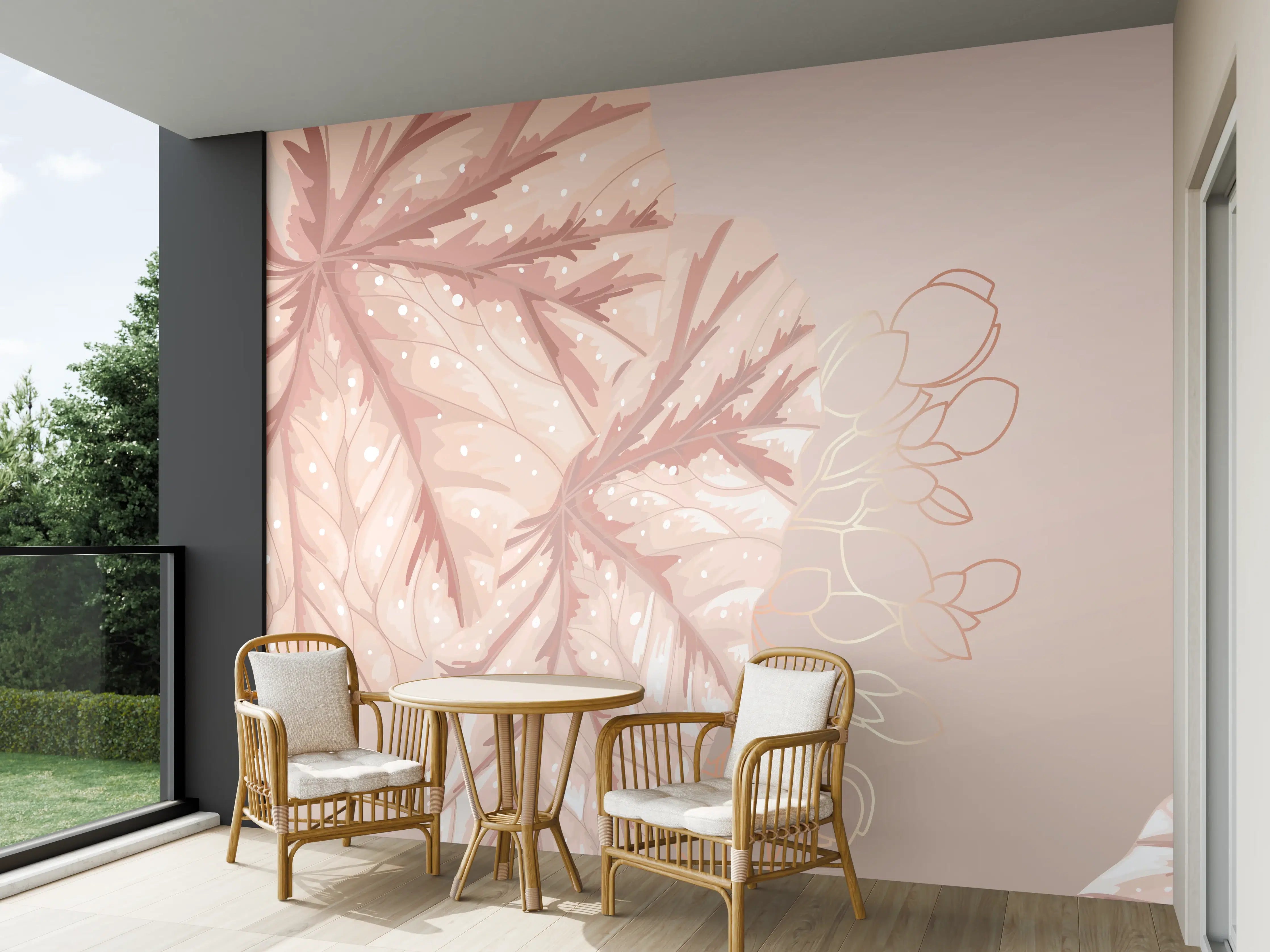 Wandverkleidung außen - Beige Design Blattmuster