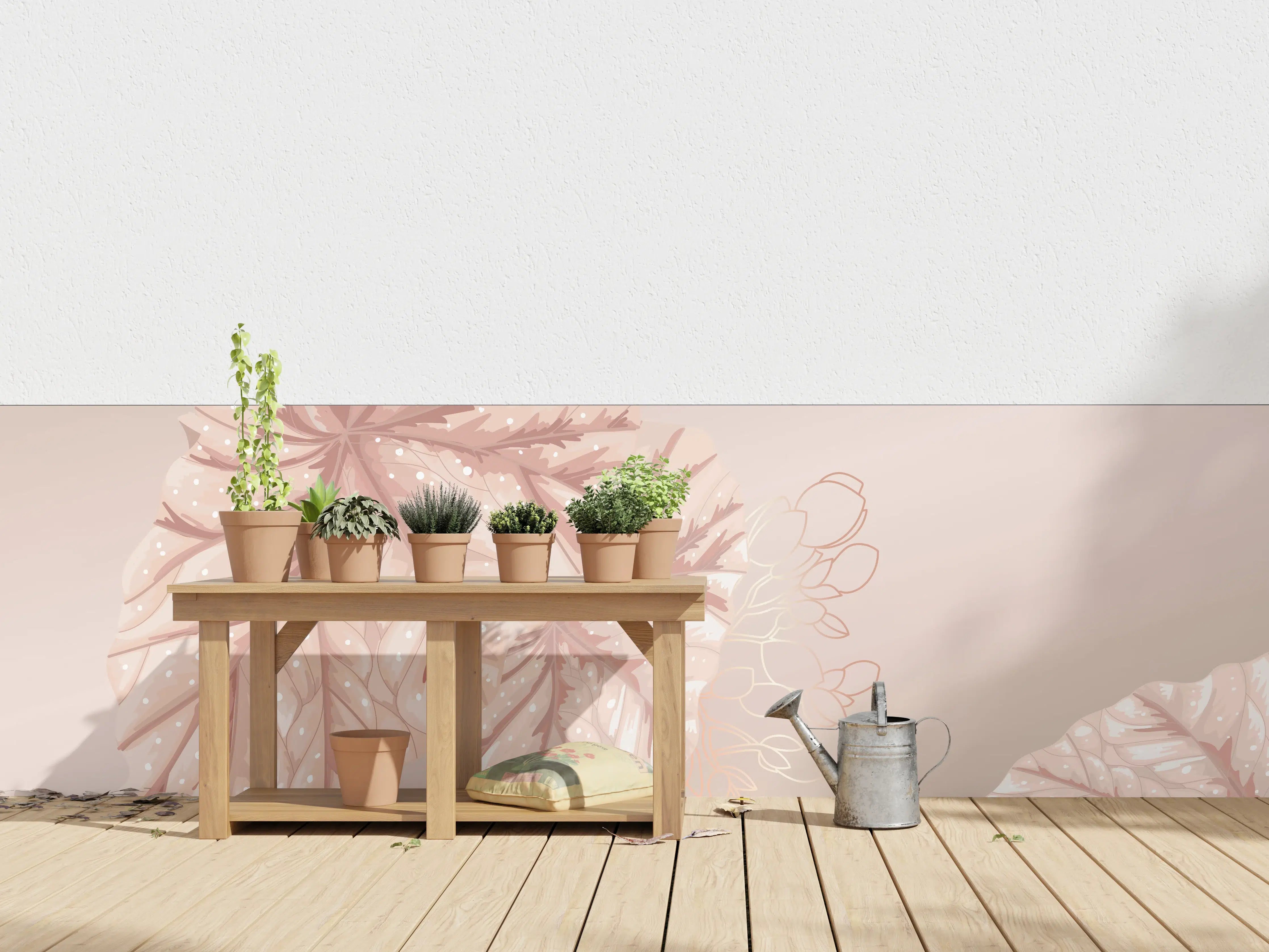 Wandverkleidung außen - Beige Design Blattmuster