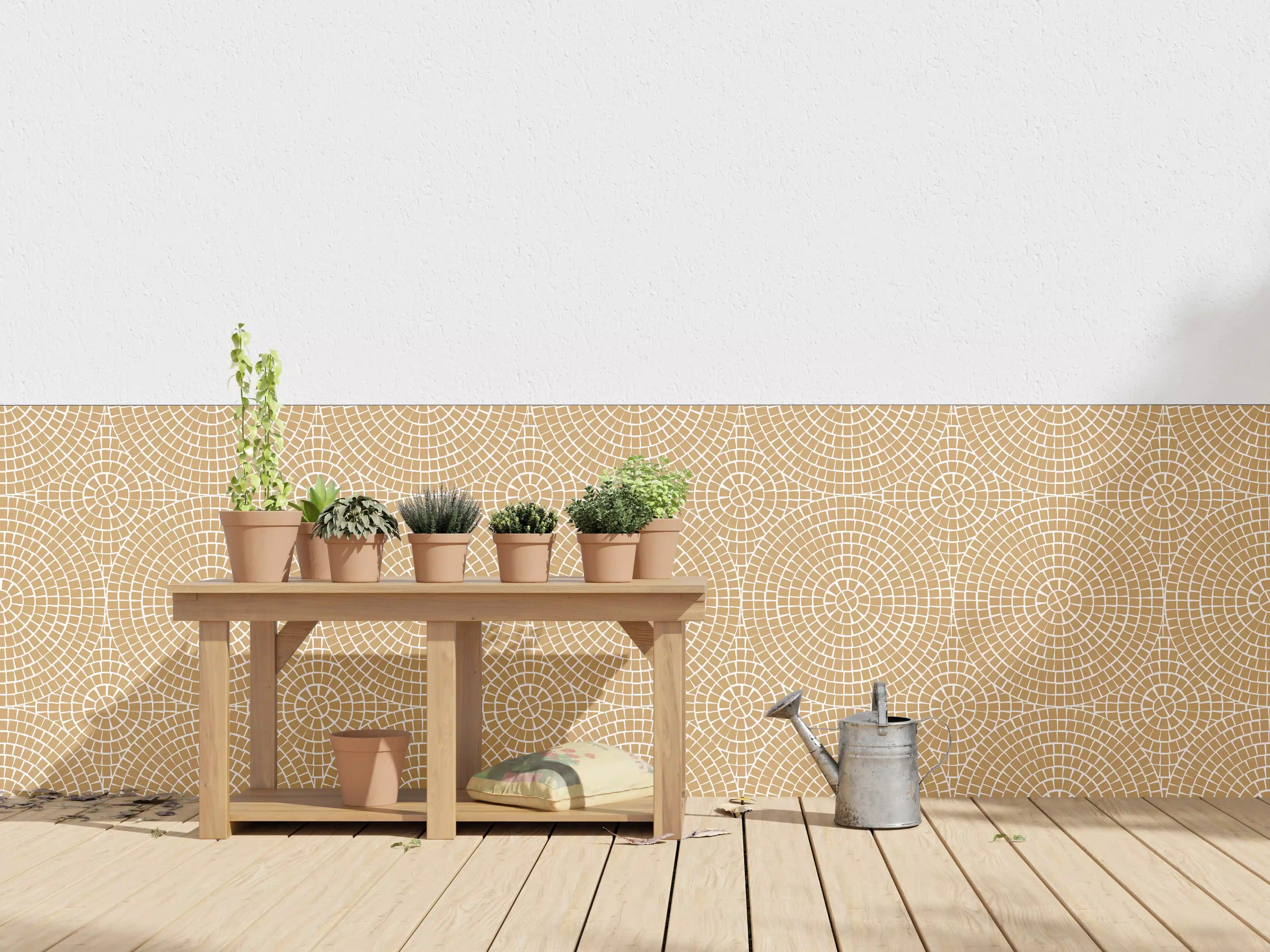 Wandverkleidung außen - Beige Mosaikfliese mit warmen Tönen