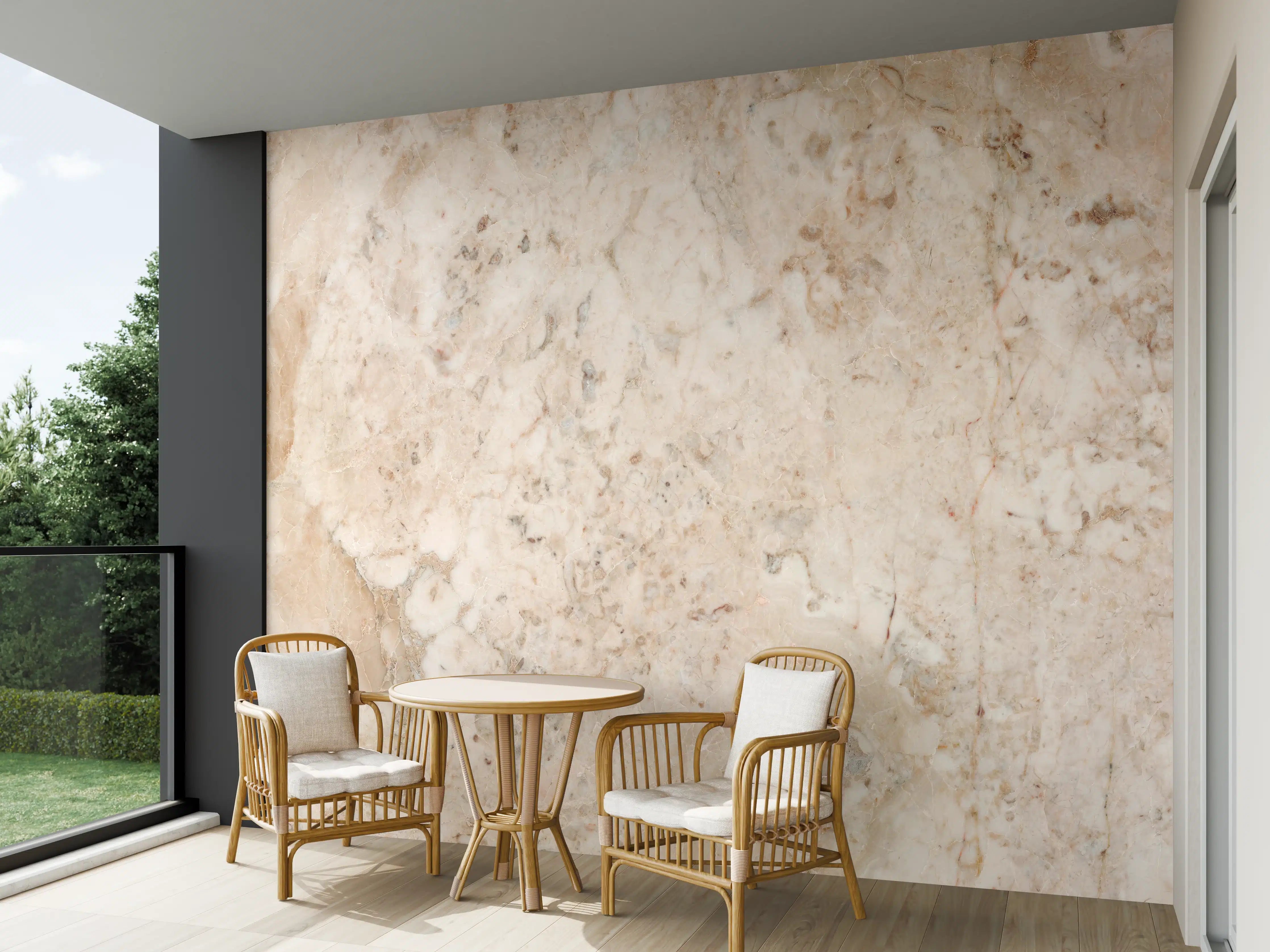 Wandverkleidung außen - Beige Naturmarmor Stein Textur