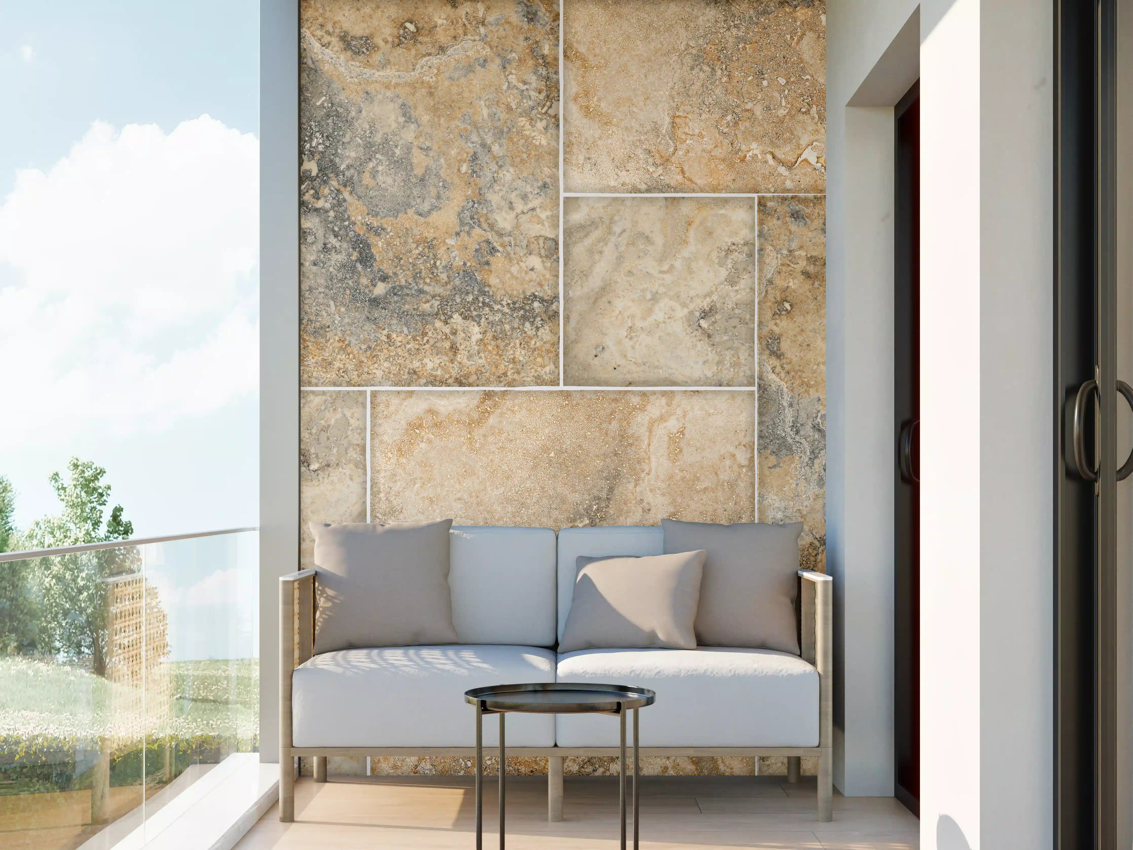 Wandverkleidung außen - Beige Naturstein Wandtextur