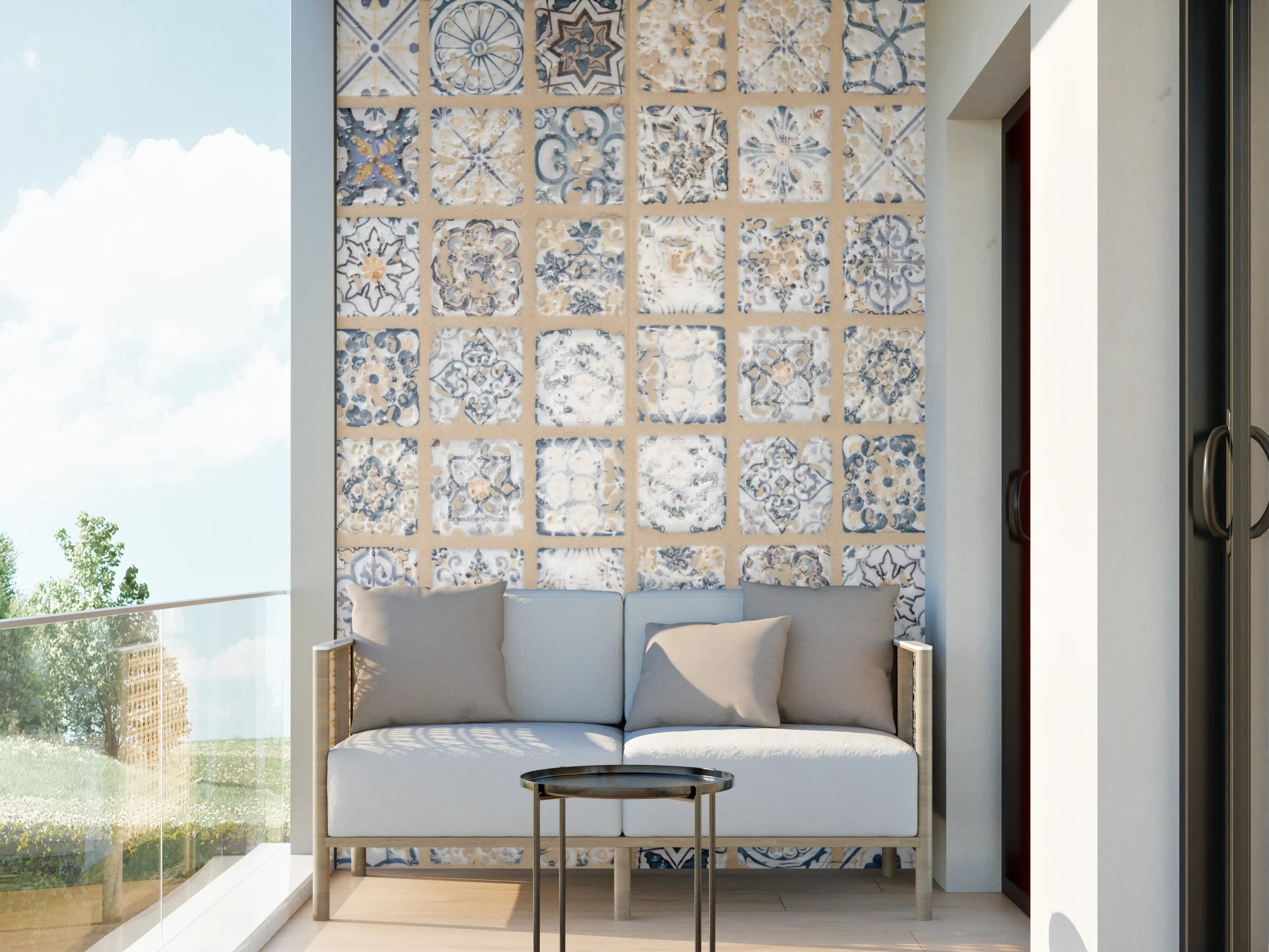 Wandverkleidung außen - Beige-blau Vintage Mosaik