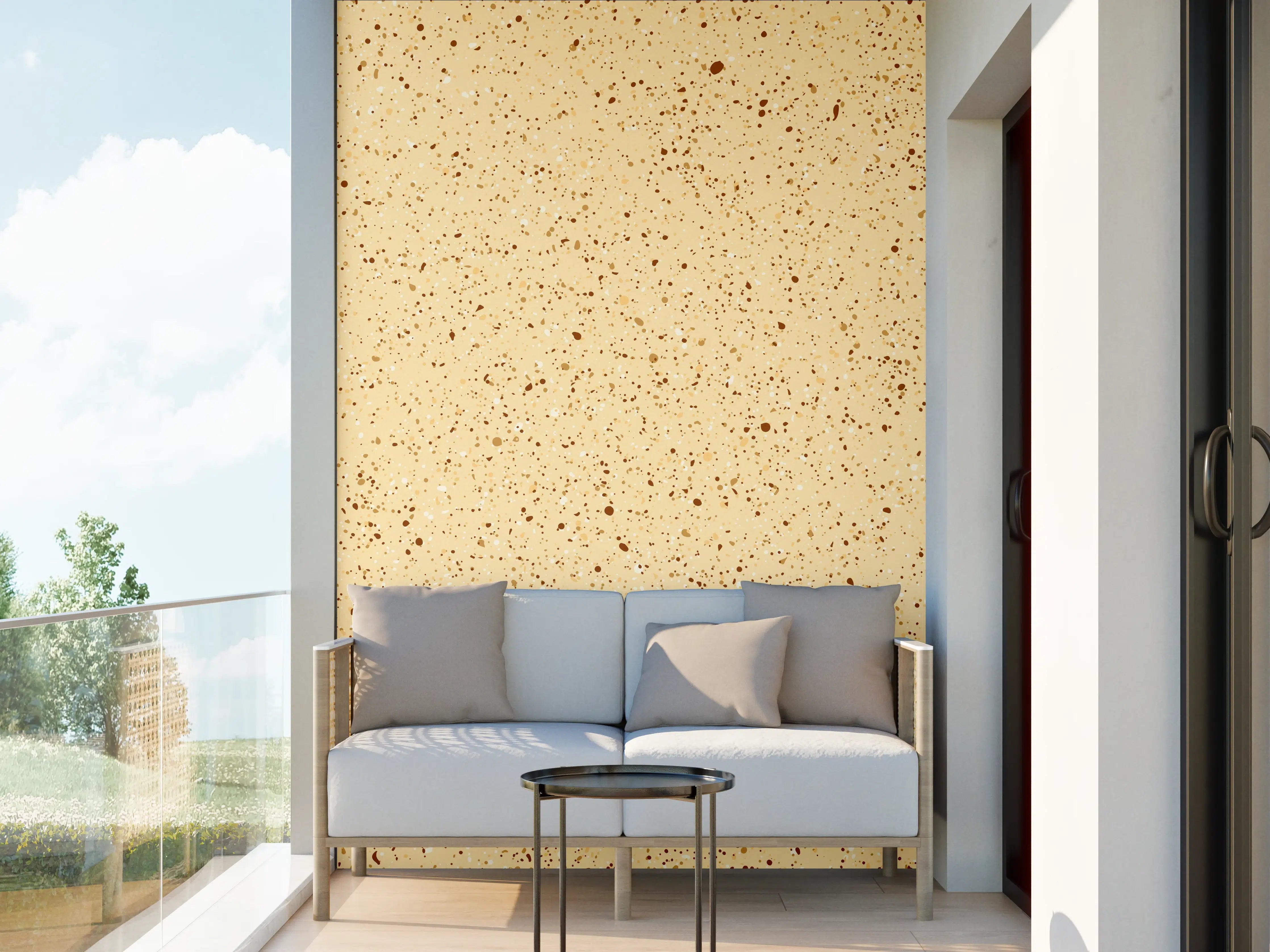 Wandverkleidung außen - Beige mit braunen Farbklecksen Textur