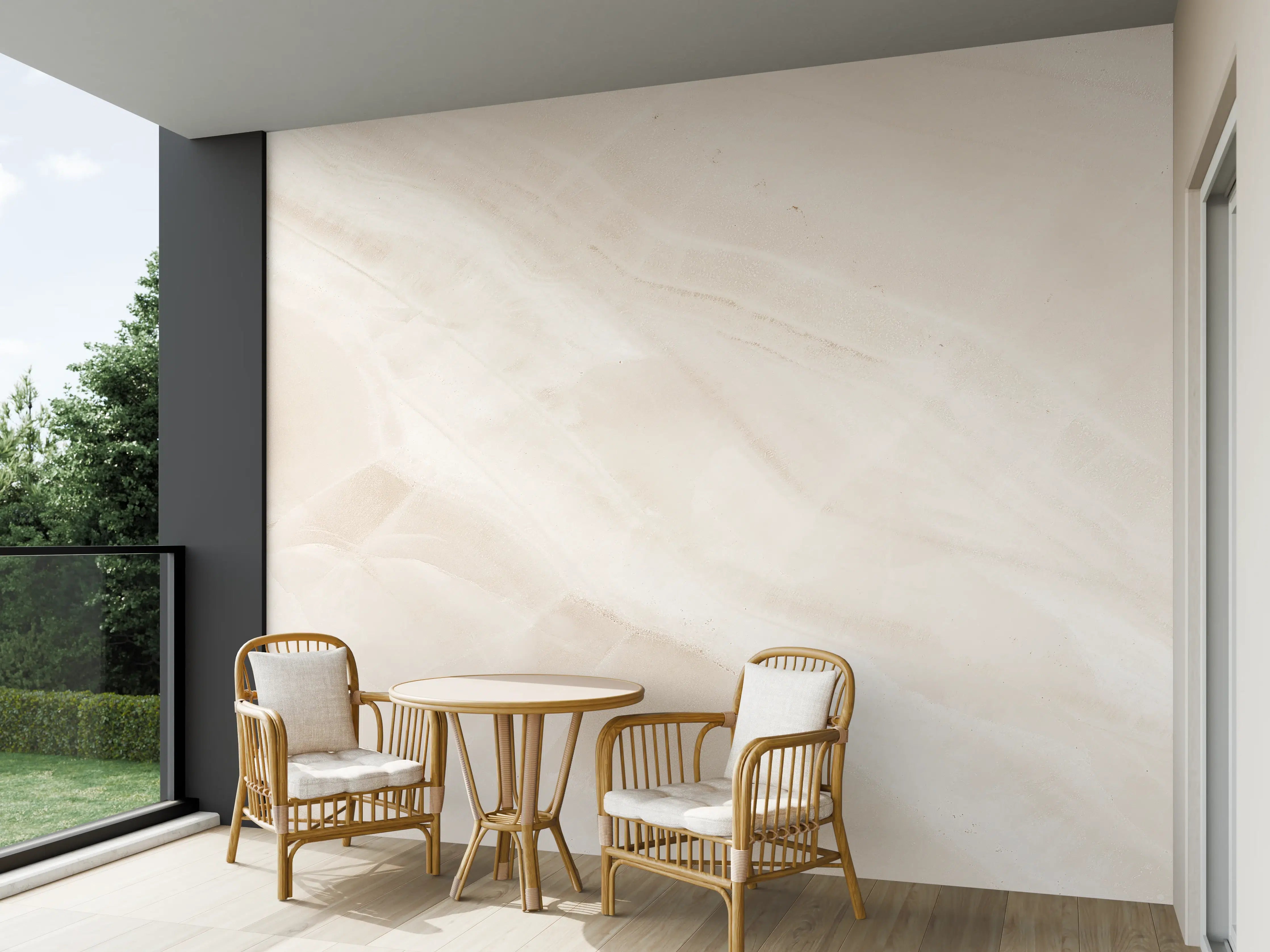 Wandverkleidung außen - Beige natürliche Marmortextur