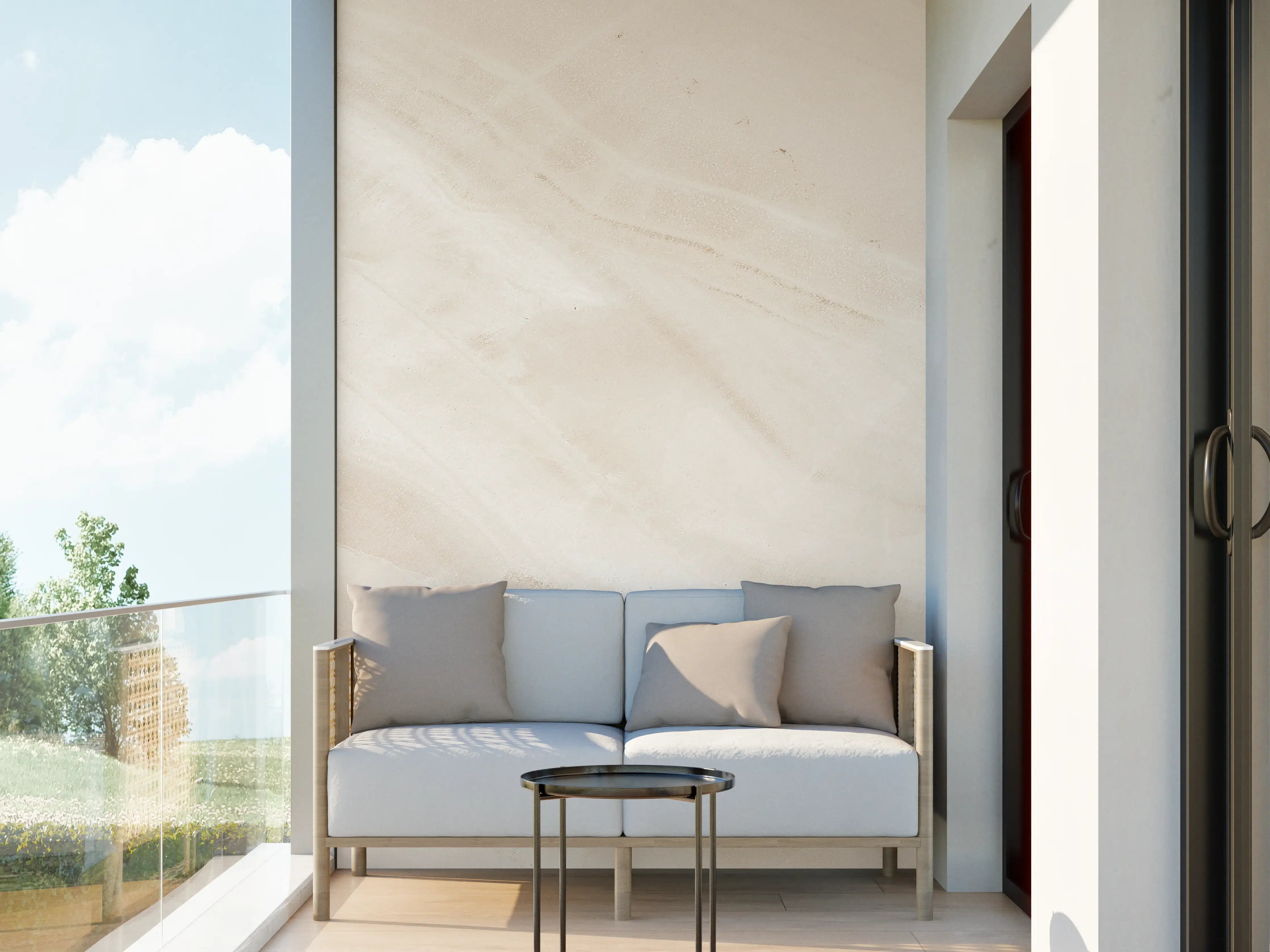 Wandverkleidung außen - Beige natürliche Marmortextur