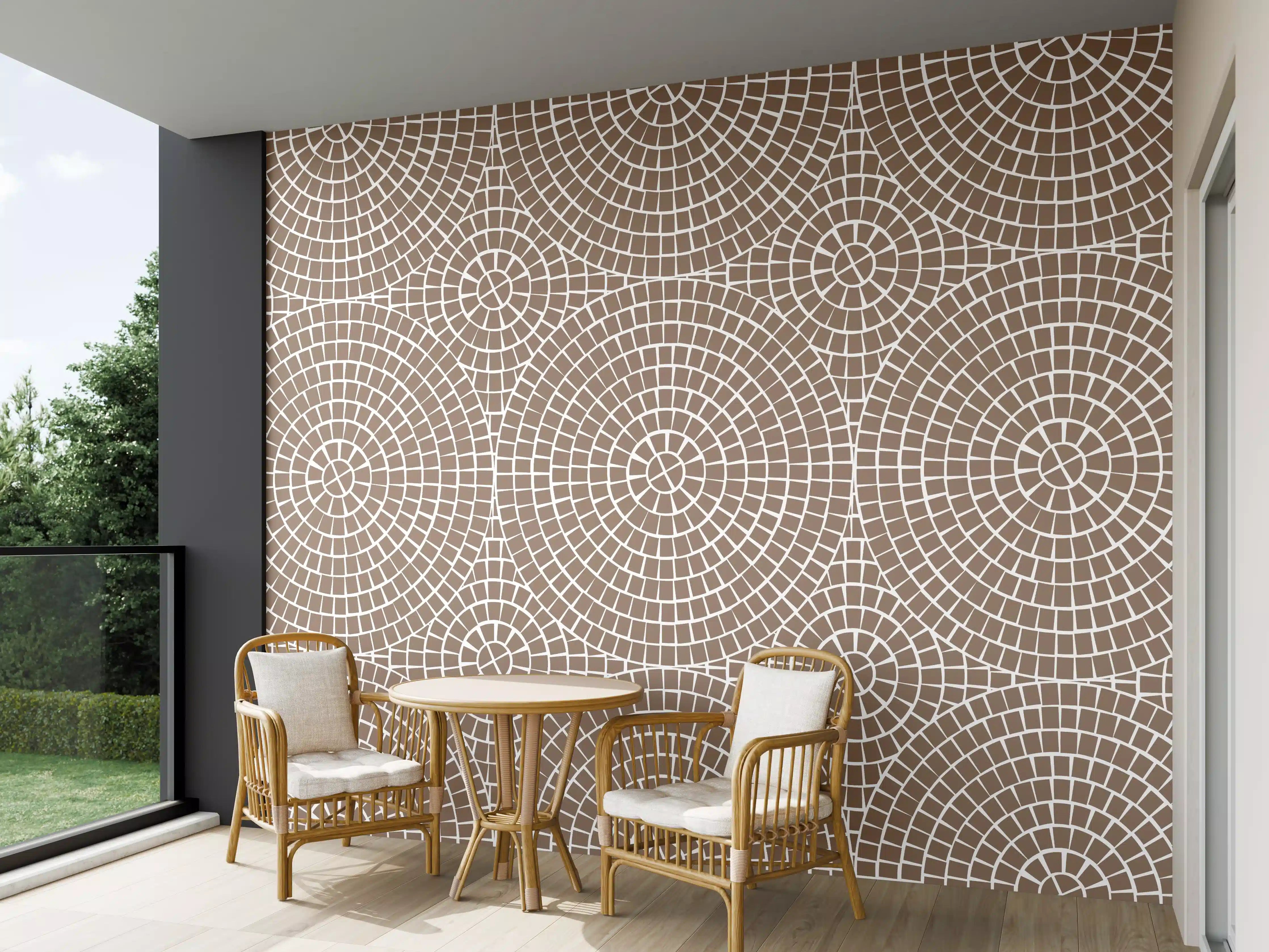 Wandverkleidung außen - Beige-weiße Mosaik-Fliese