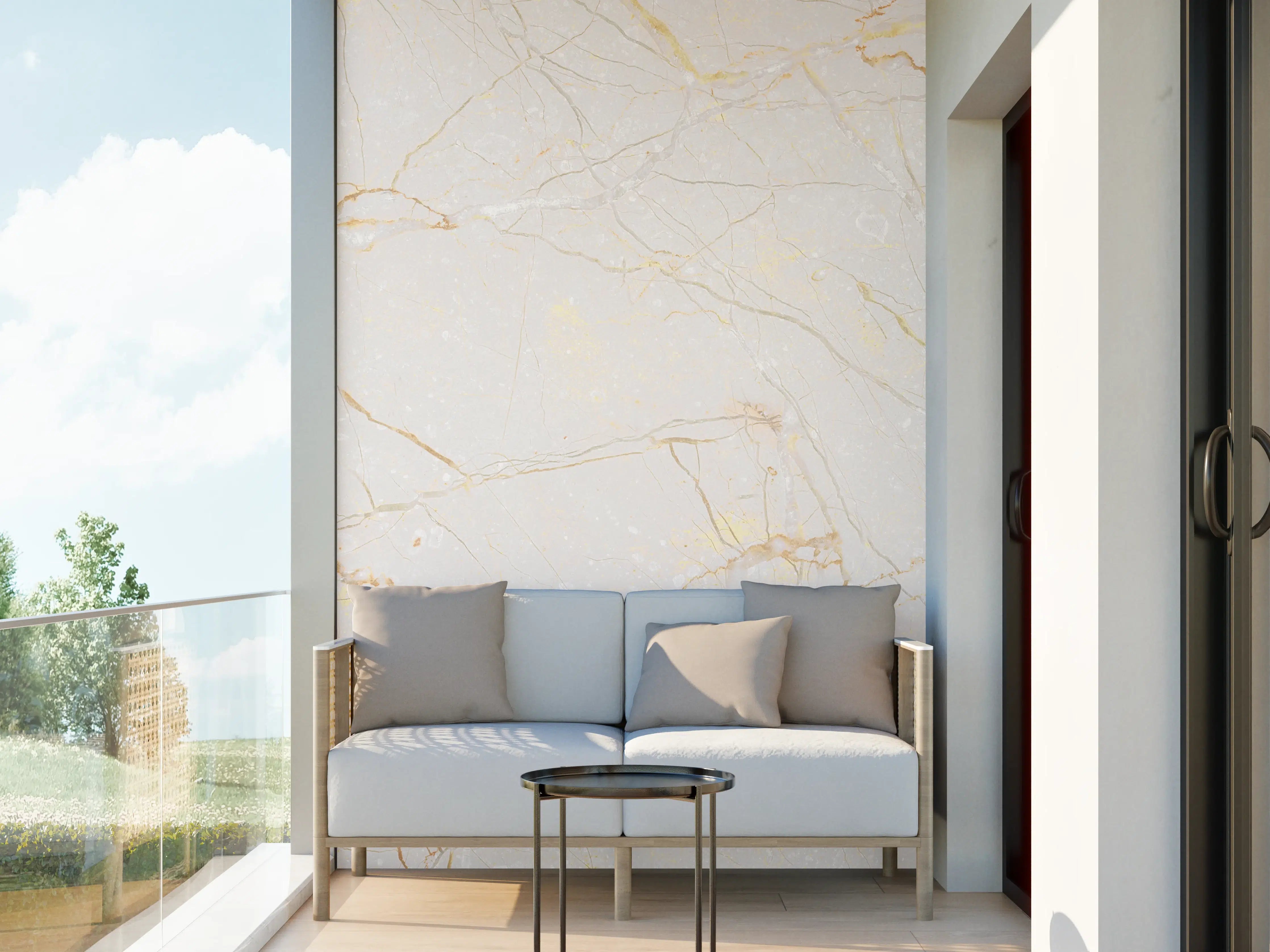 Wandverkleidung außen - Beigefarbiger Marmor