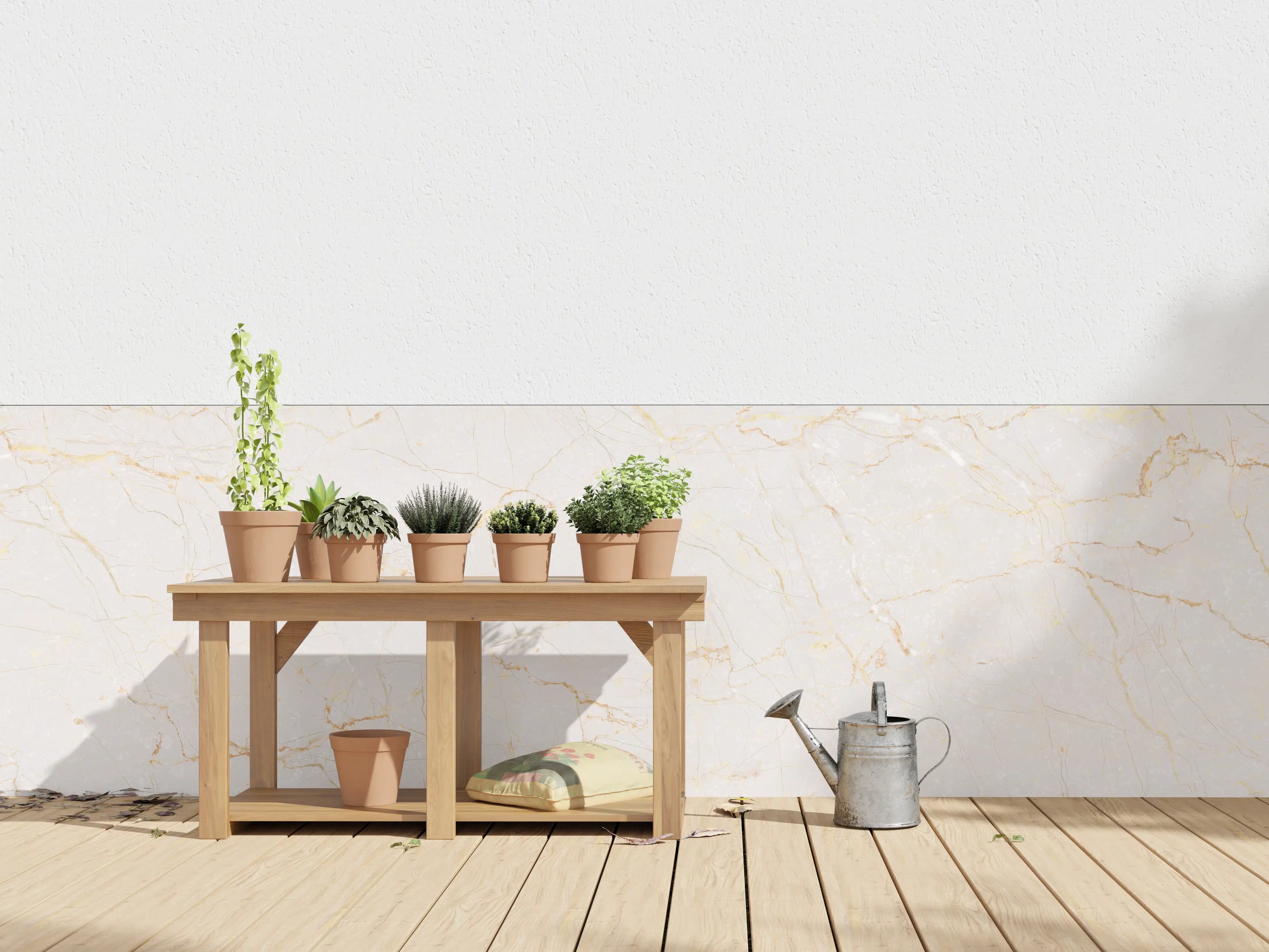 Wandverkleidung außen - Beigefarbiger Marmor