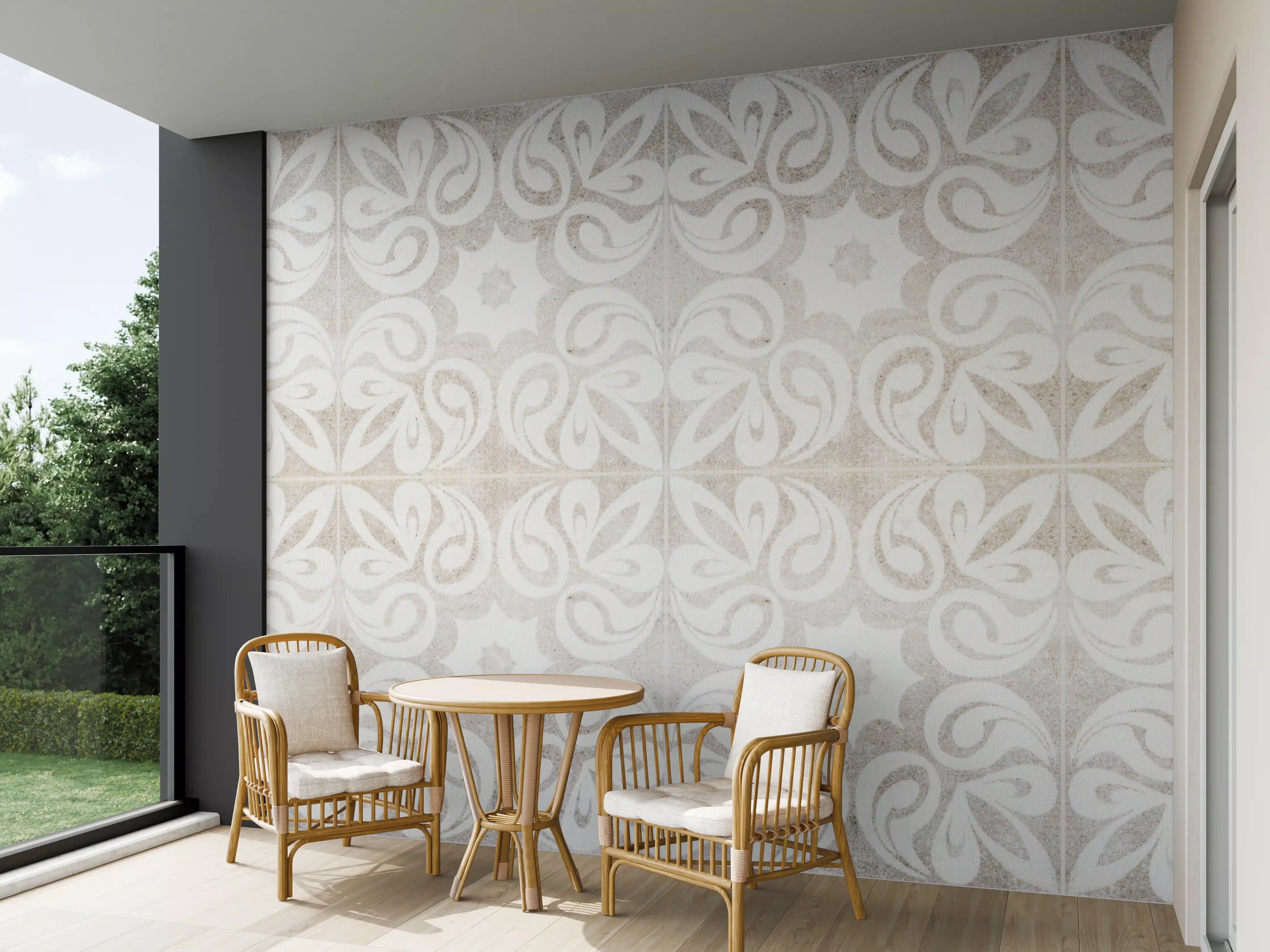 Wandverkleidung außen - Beiges quadratisches Mosaikmotiv