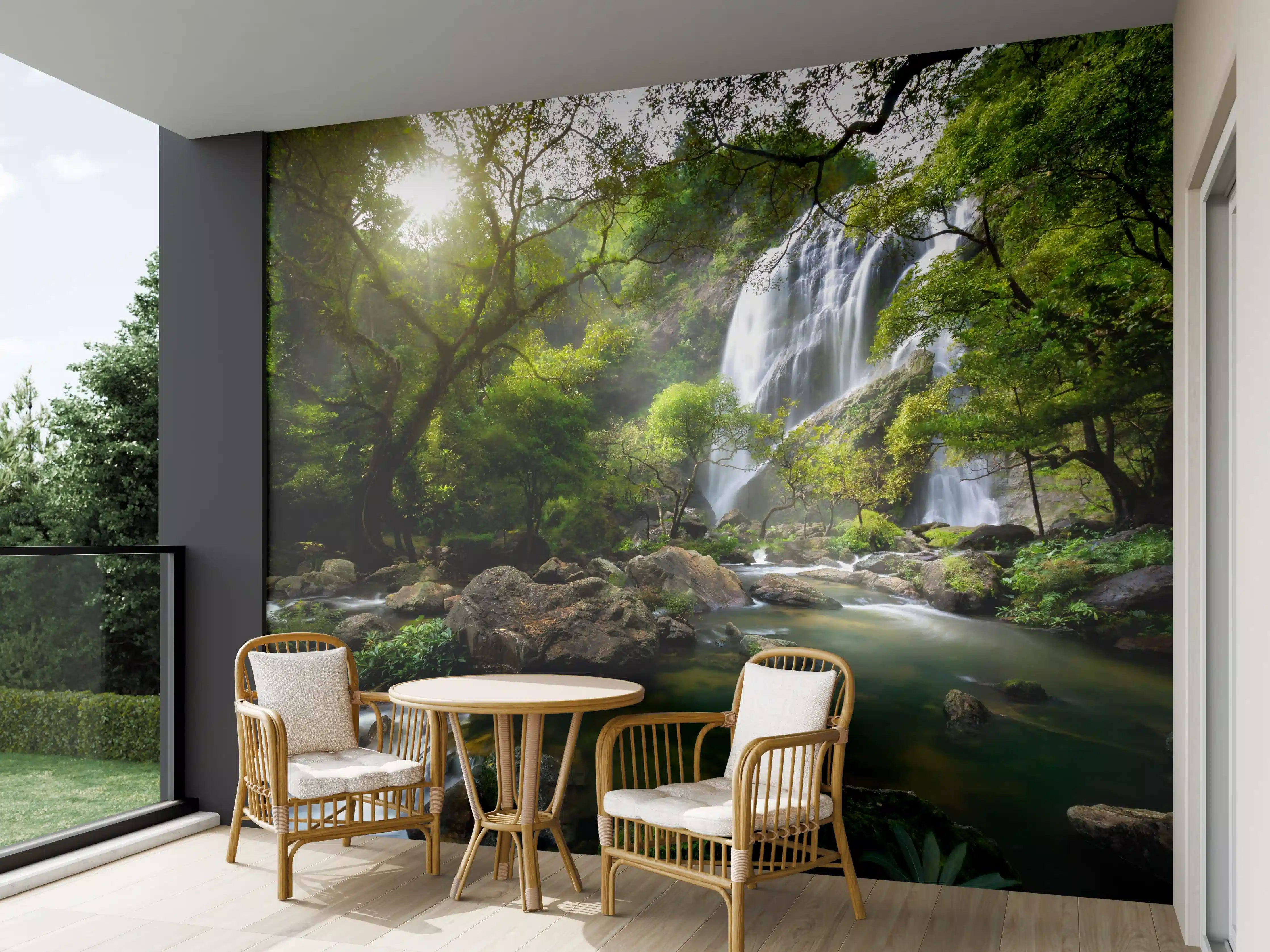 Wandverkleidung außen - Bergbach und Wasserfall in Thailand