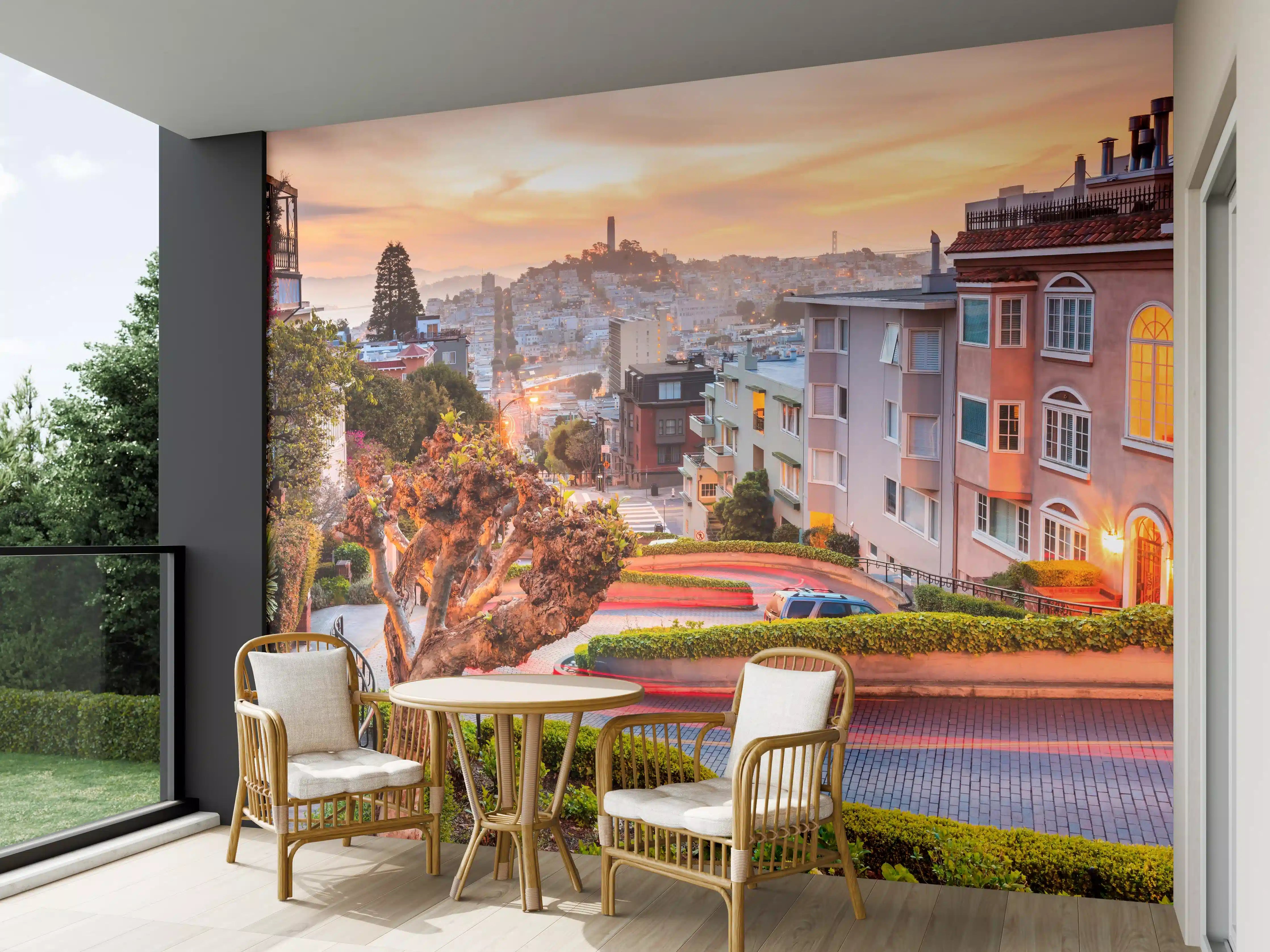 Wandverkleidung außen - Berühmte Lombard Street in San Francisco