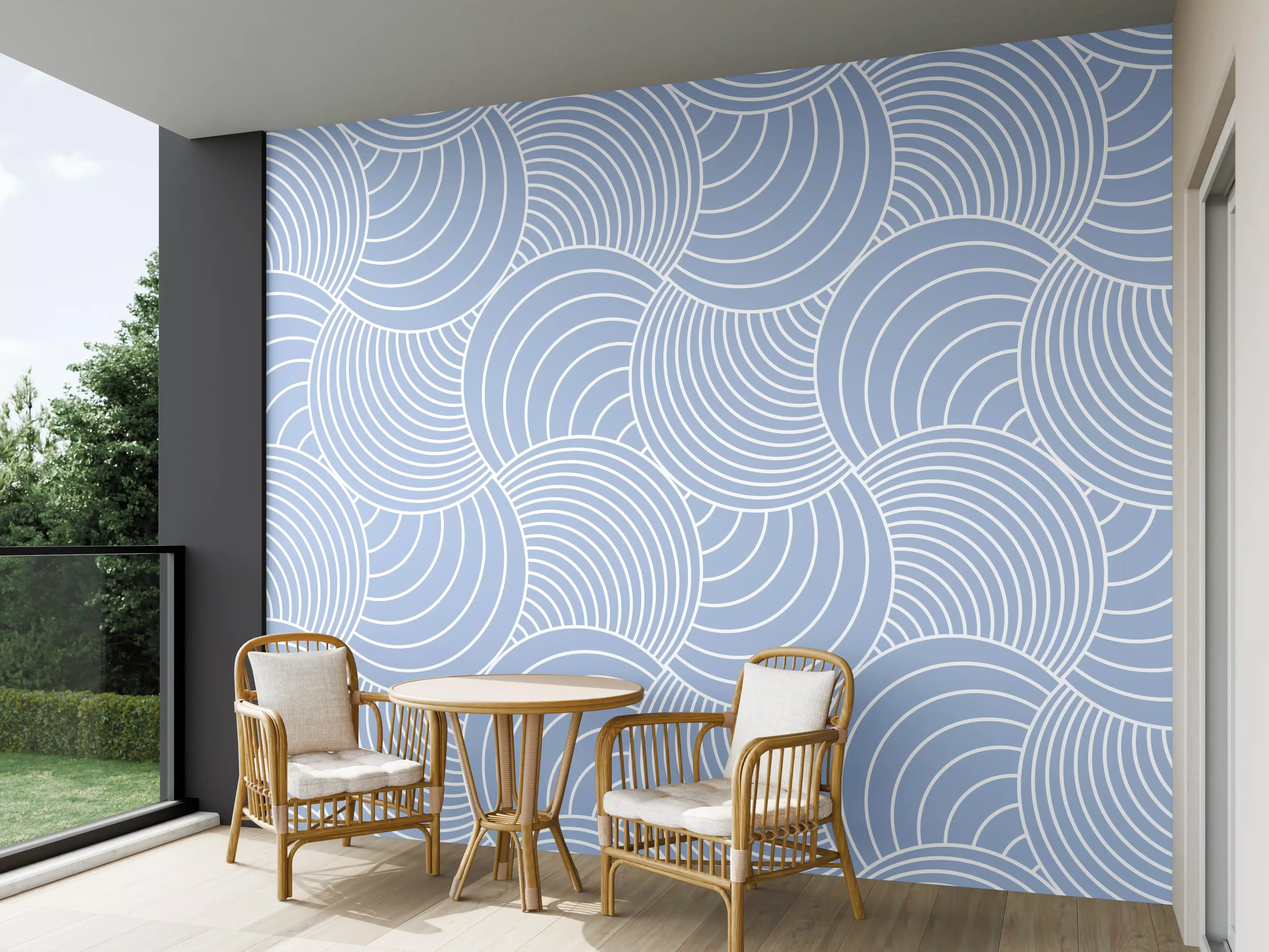 Wandverkleidung außen - Beruhigendes Blau-Wellendes Design