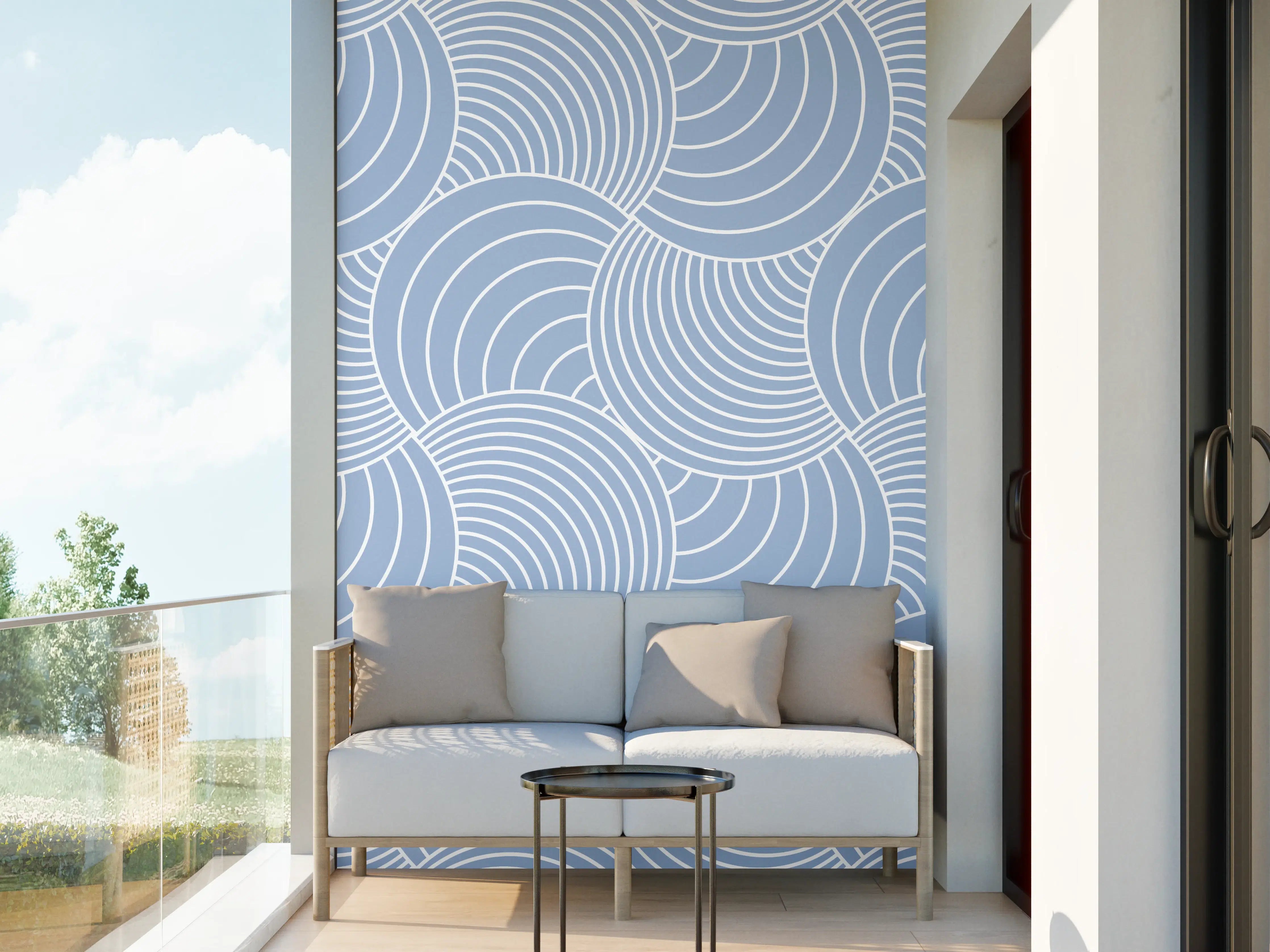Wandverkleidung außen - Beruhigendes Blau-Wellendes Design