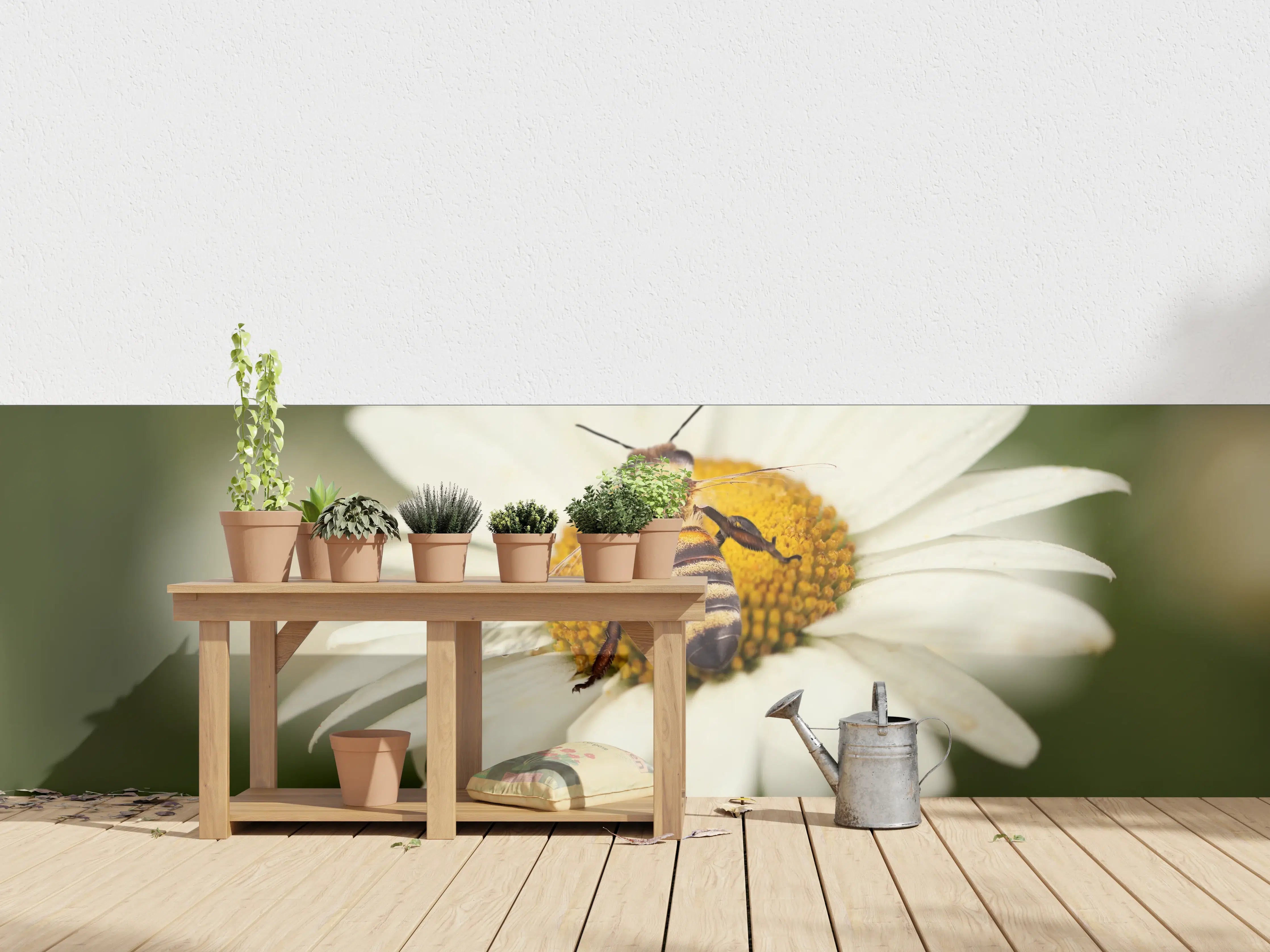 Wandverkleidung außen - Biene auf einem Gänseblümchen