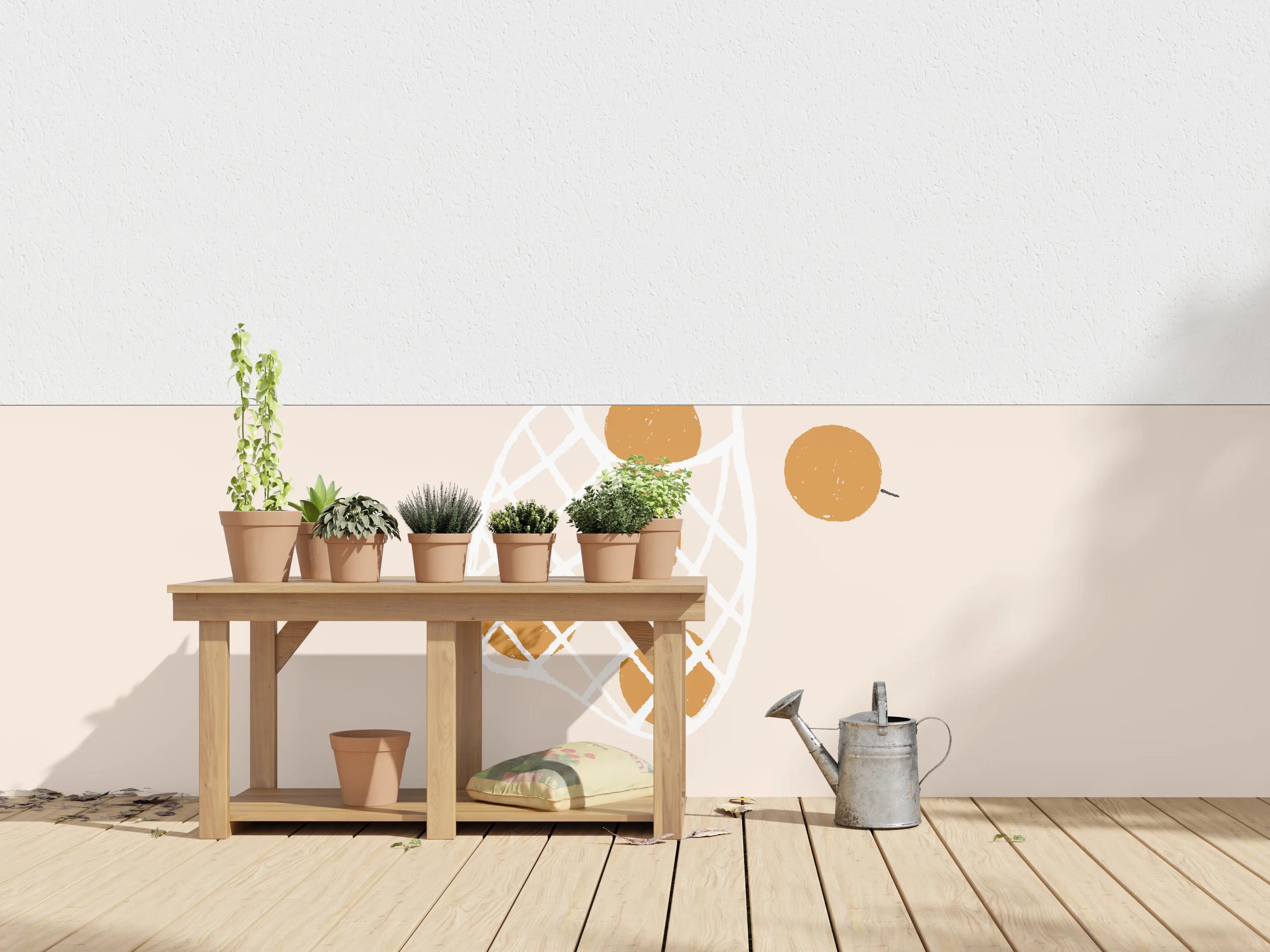 Wandverkleidung außen - Bio-Früchte Beige-Weiß Design