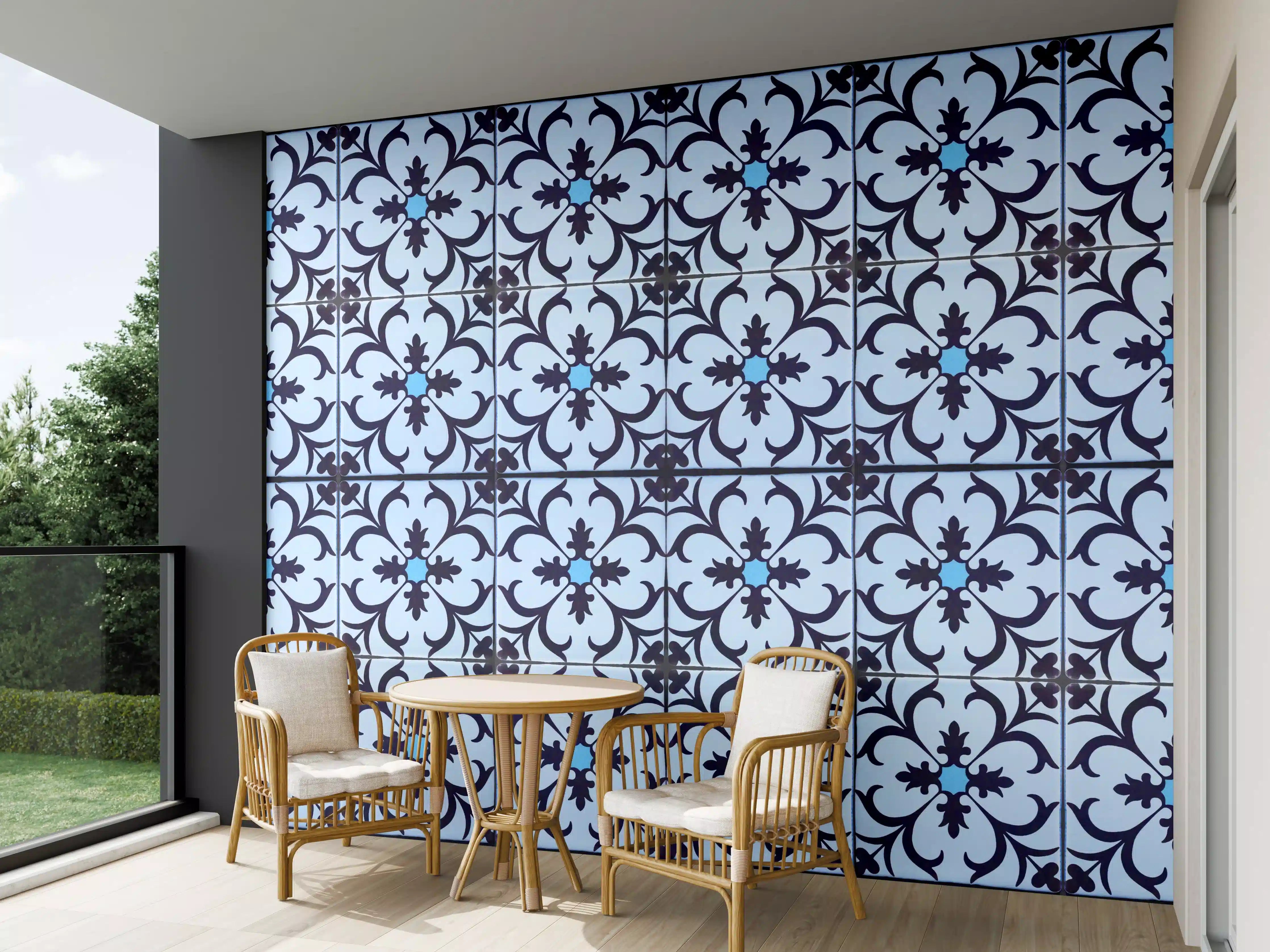 Wandverkleidung außen - Bläulich traditionelles Mosaik Motiv