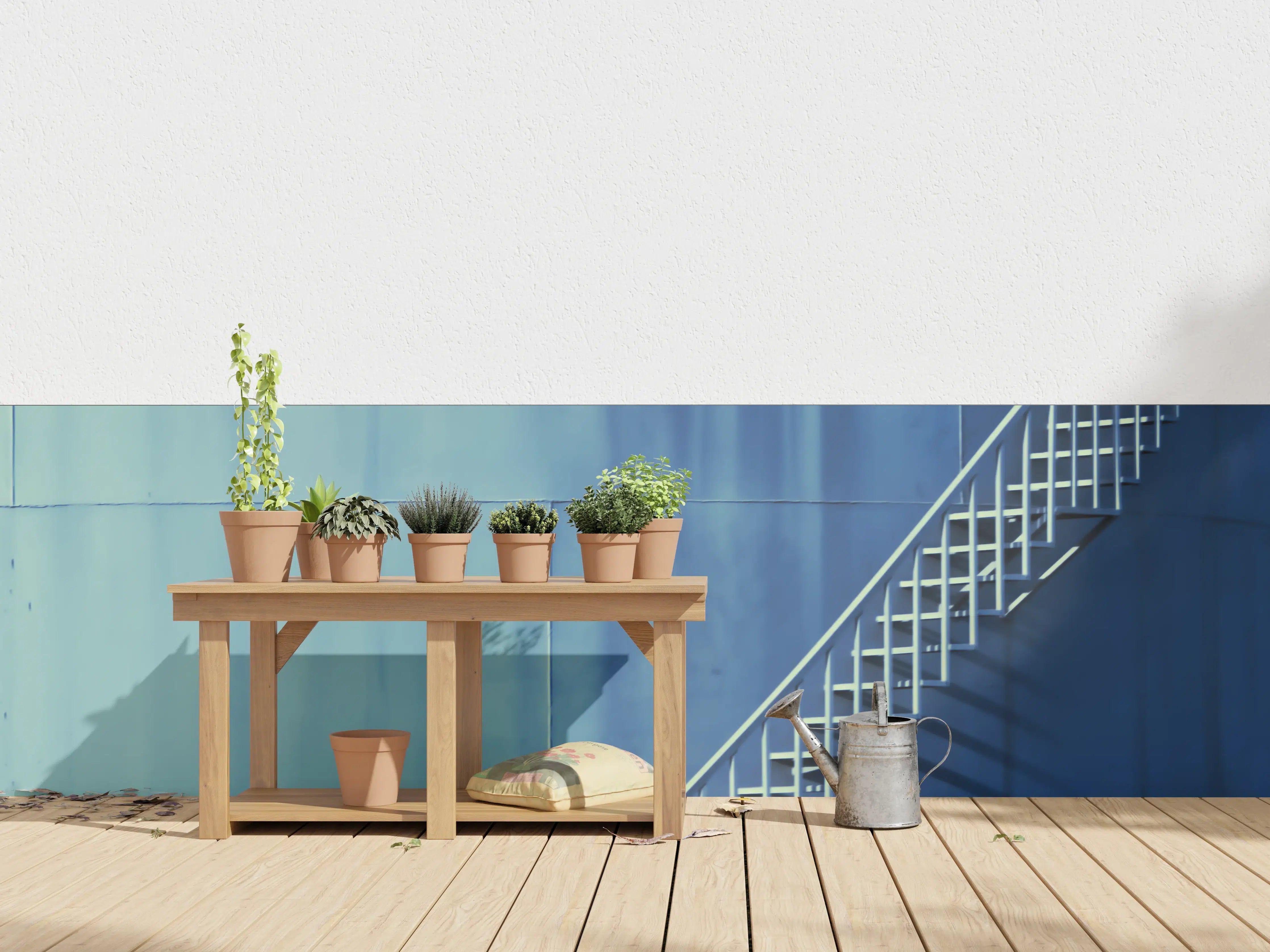 Wandverkleidung außen - Bläuliche Architektur - Treppen