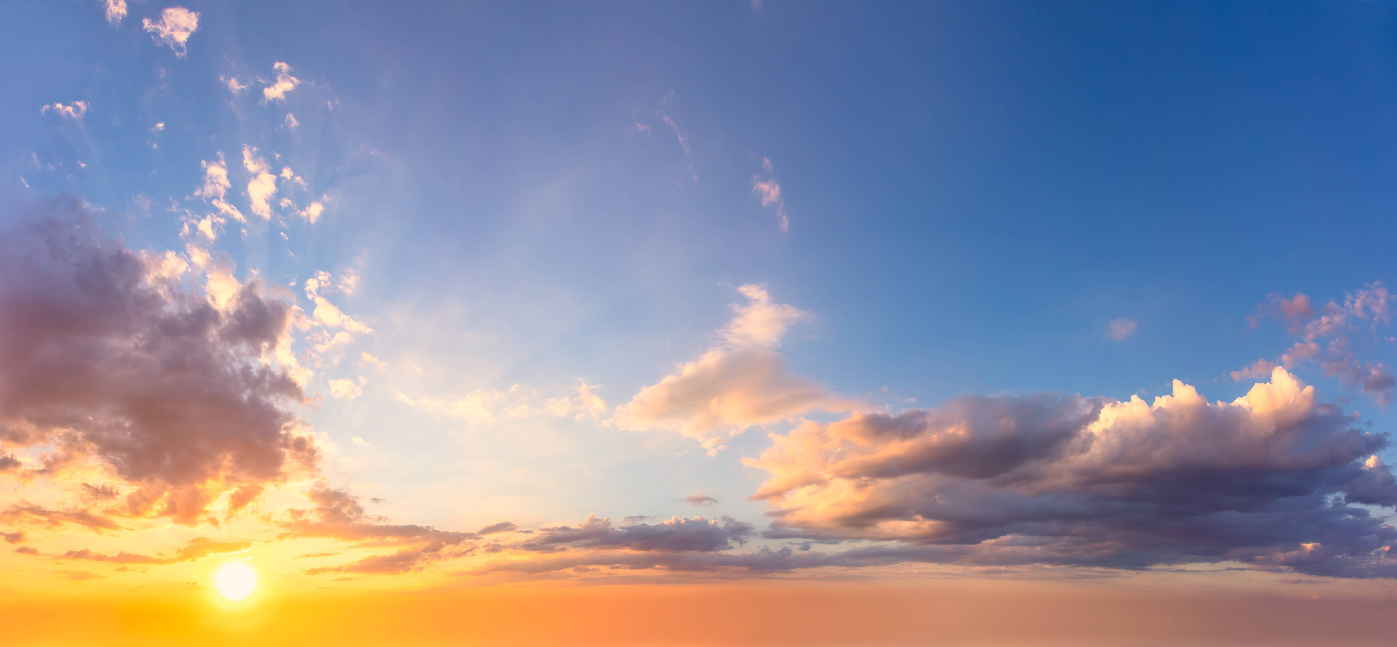 Wandverkleidung außen-Blau-Orange Sonnenuntergang