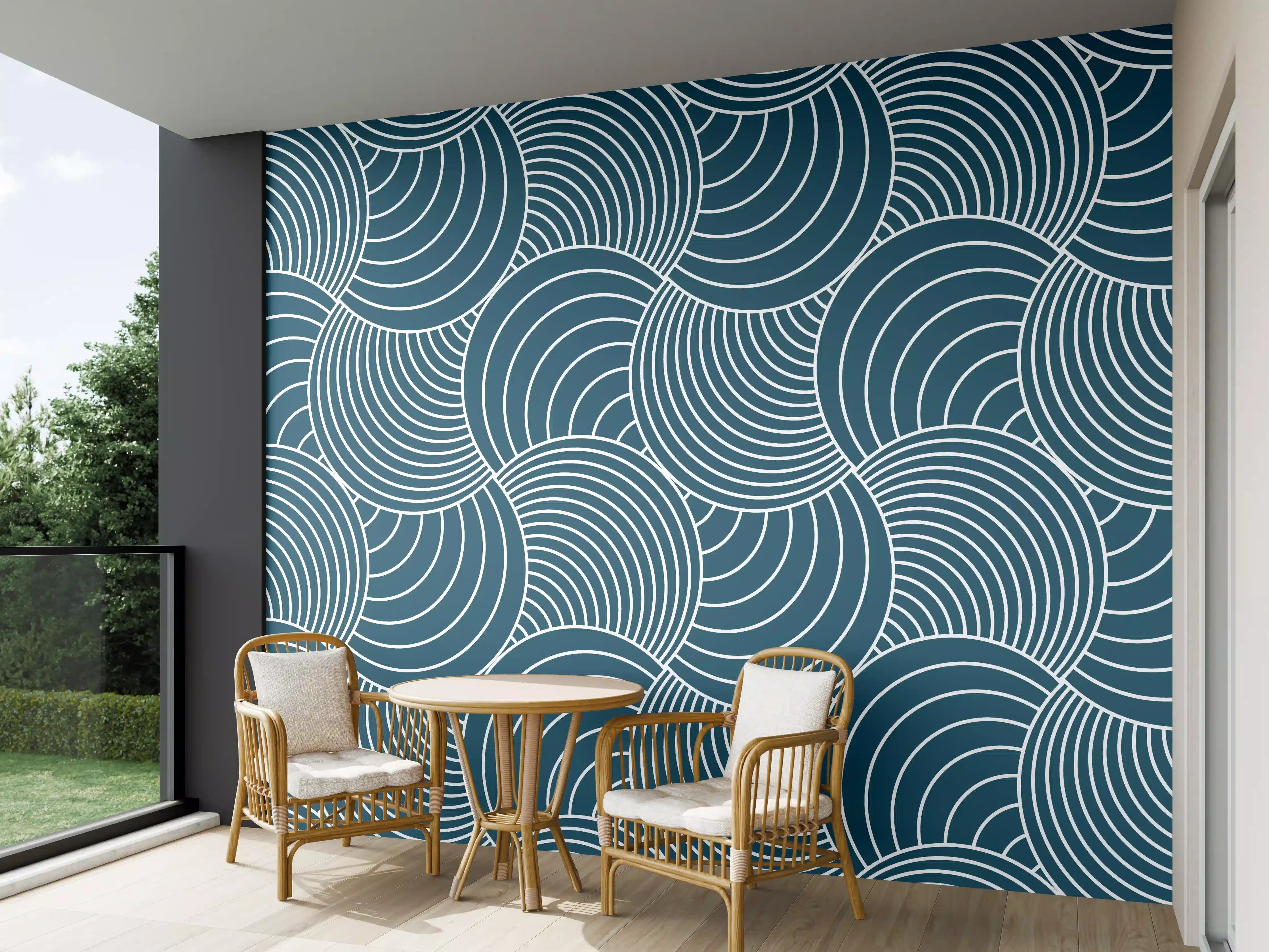 Wandverkleidung außen - Blau Petrolio Wellenmuster