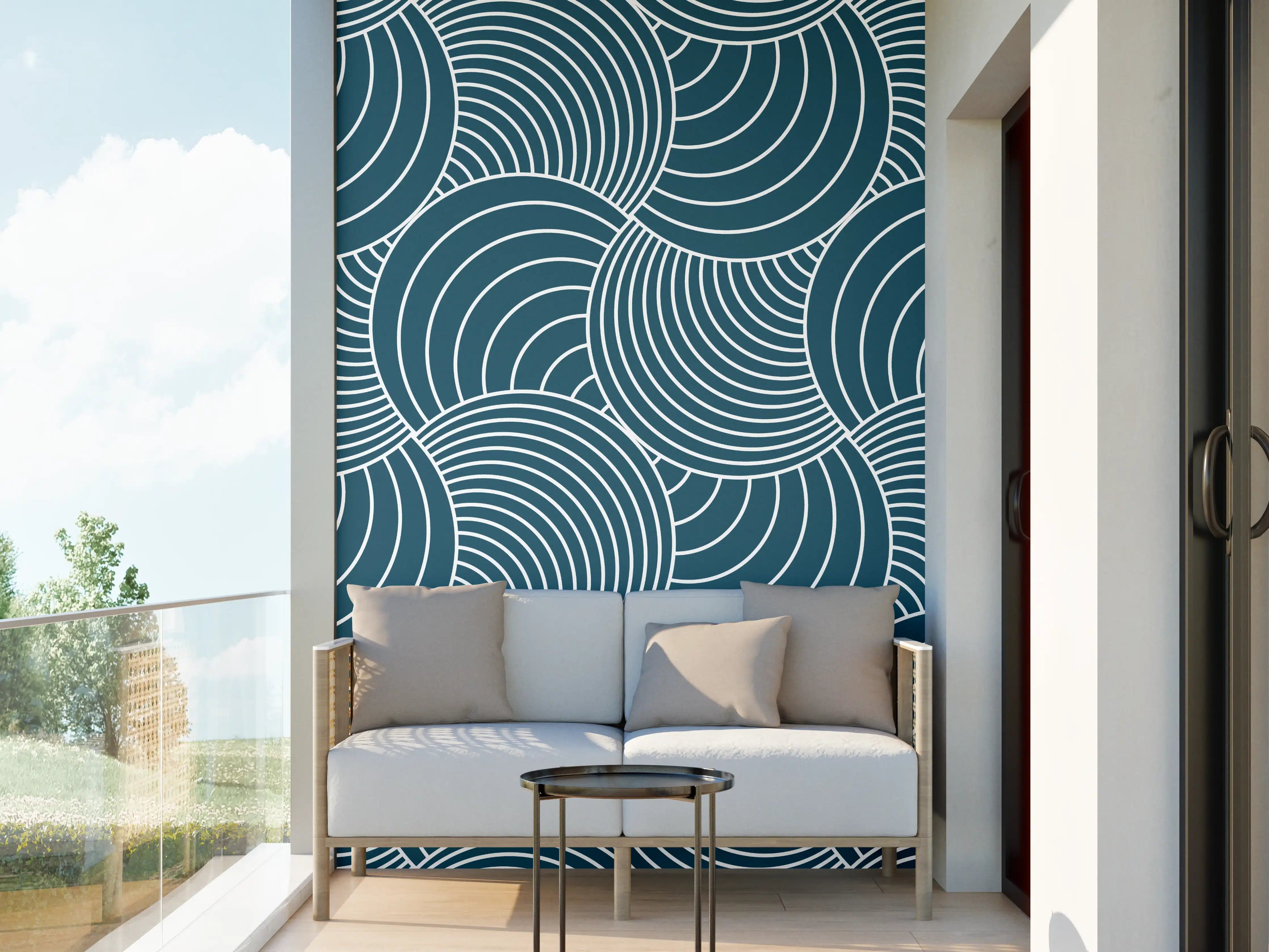 Wandverkleidung außen - Blau Petrolio Wellenmuster