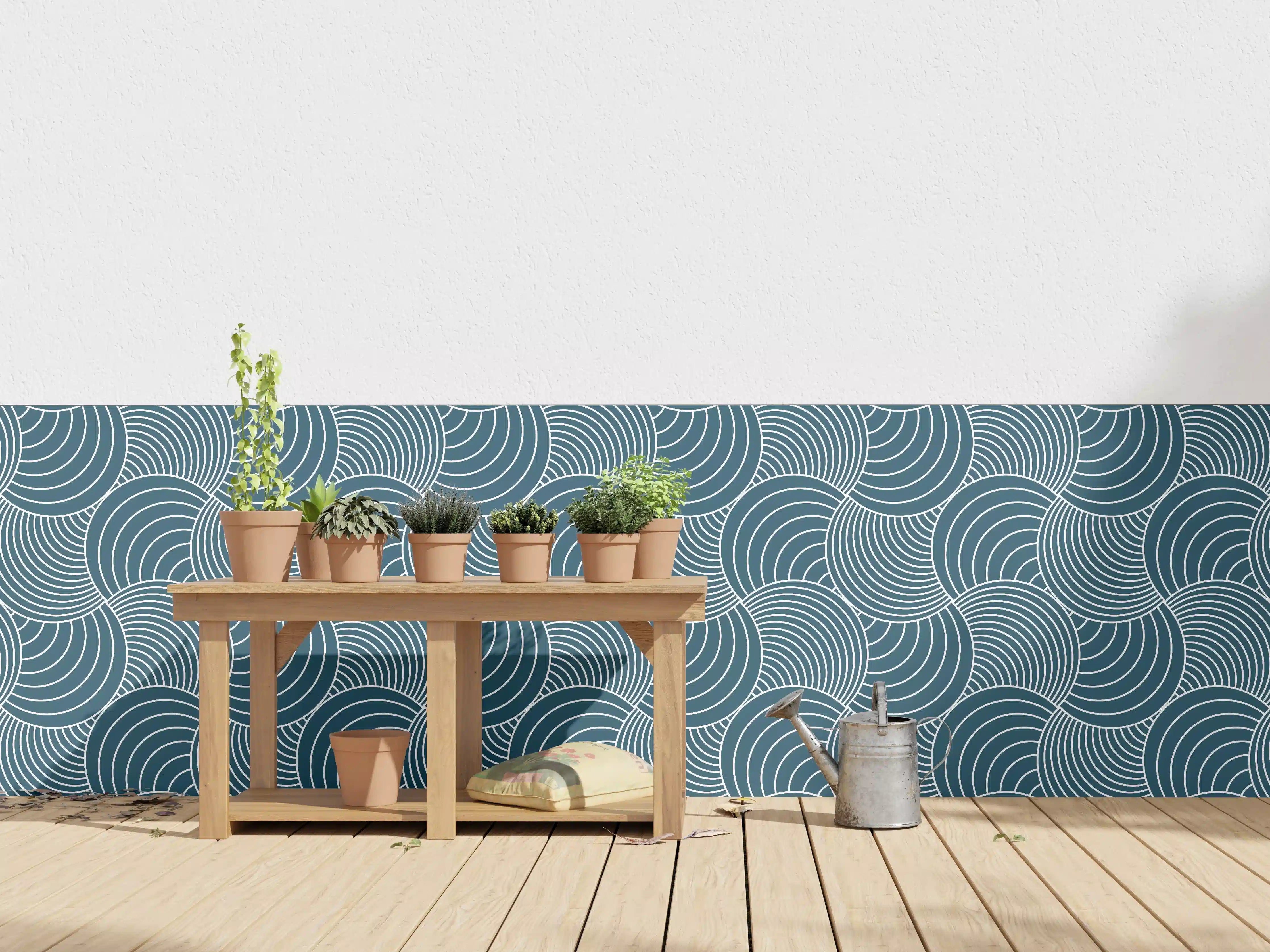 Wandverkleidung außen - Blau Petrolio Wellenmuster