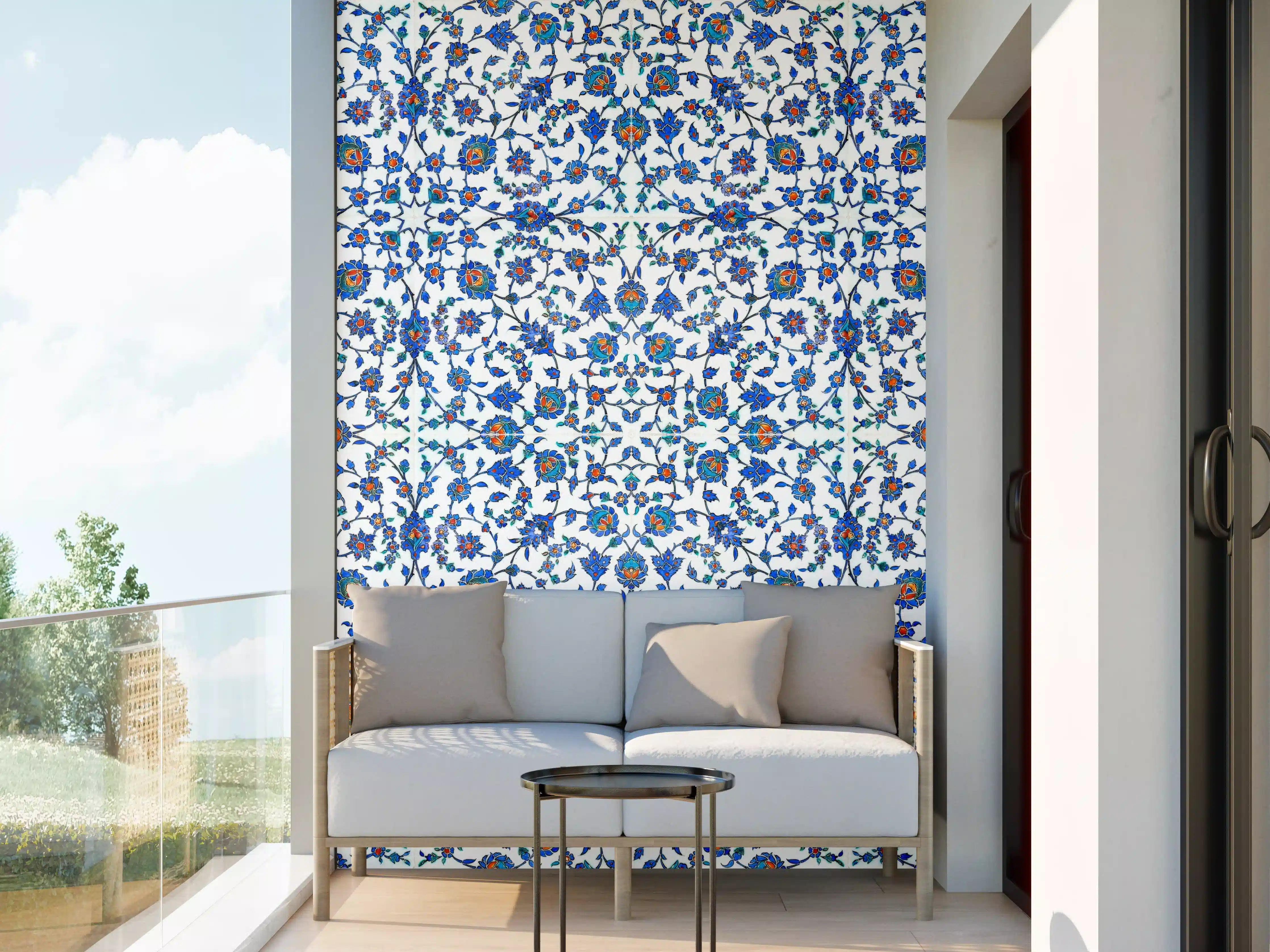 Wandverkleidung außen - Blau-Weißes Musterdesign