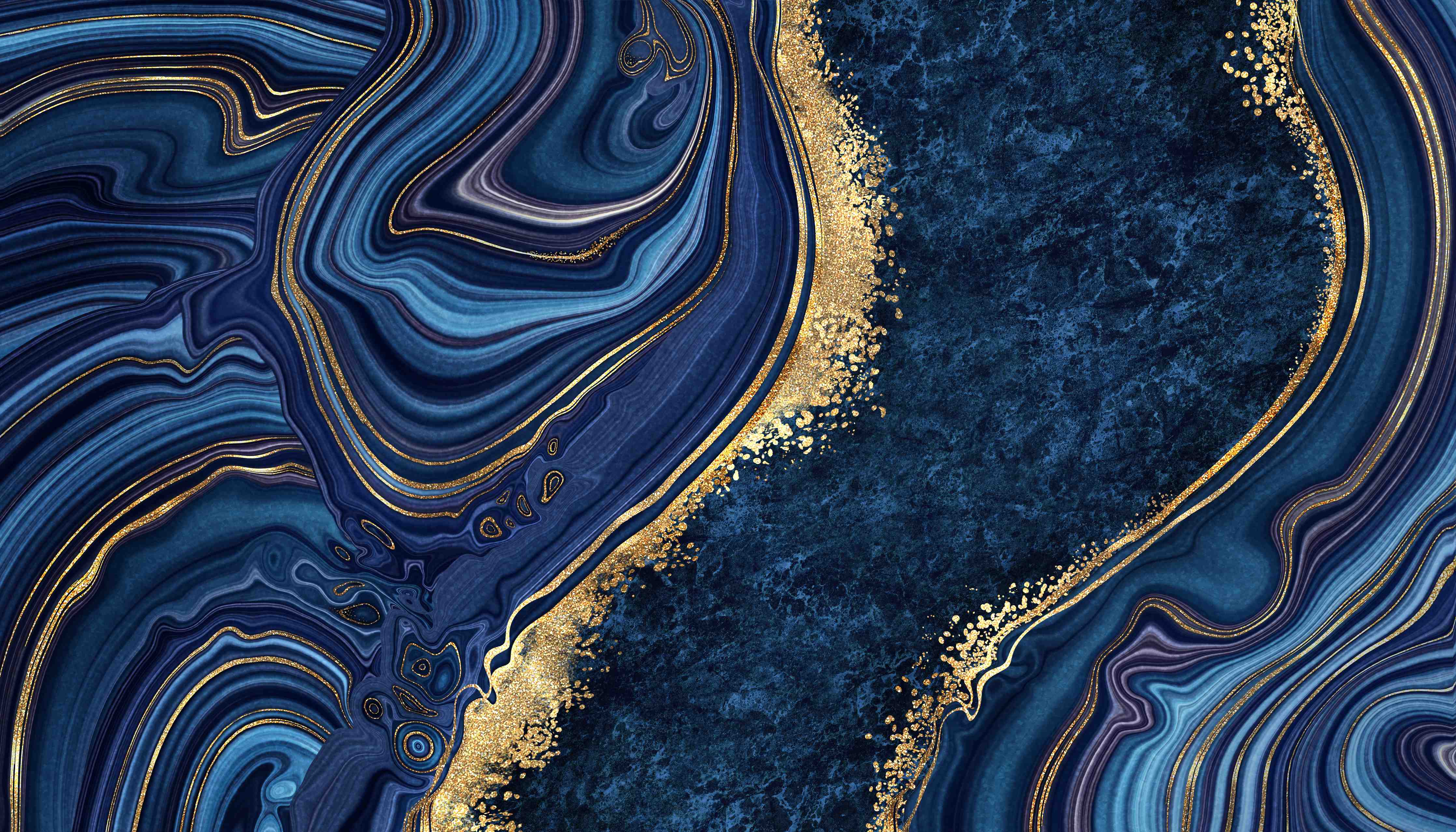 Wandverkleidung außen-Blau goldenes Mosaik Design aus Marmor