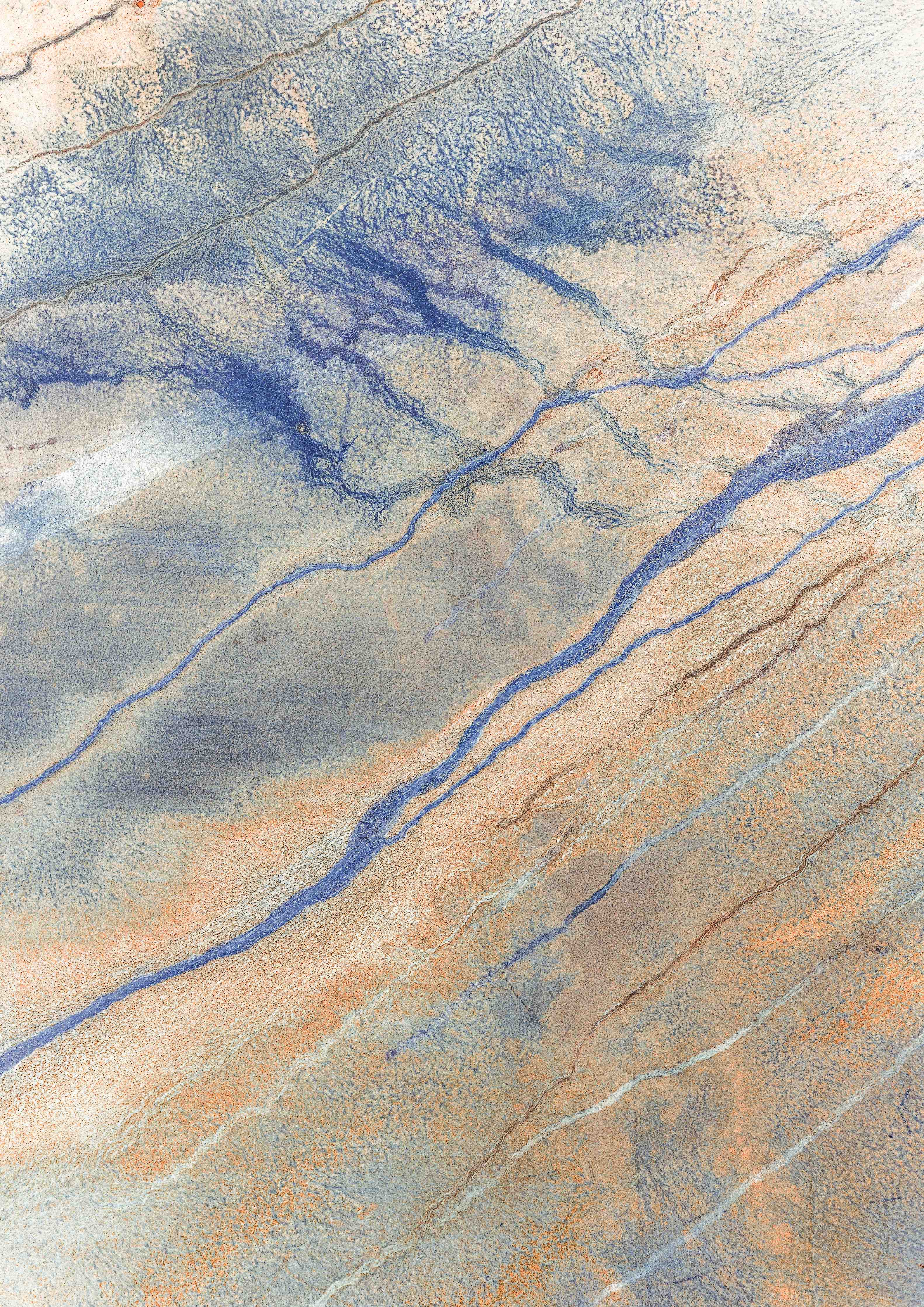 Wandverkleidung außen-Blaue Flusslandschaft aus der Luft